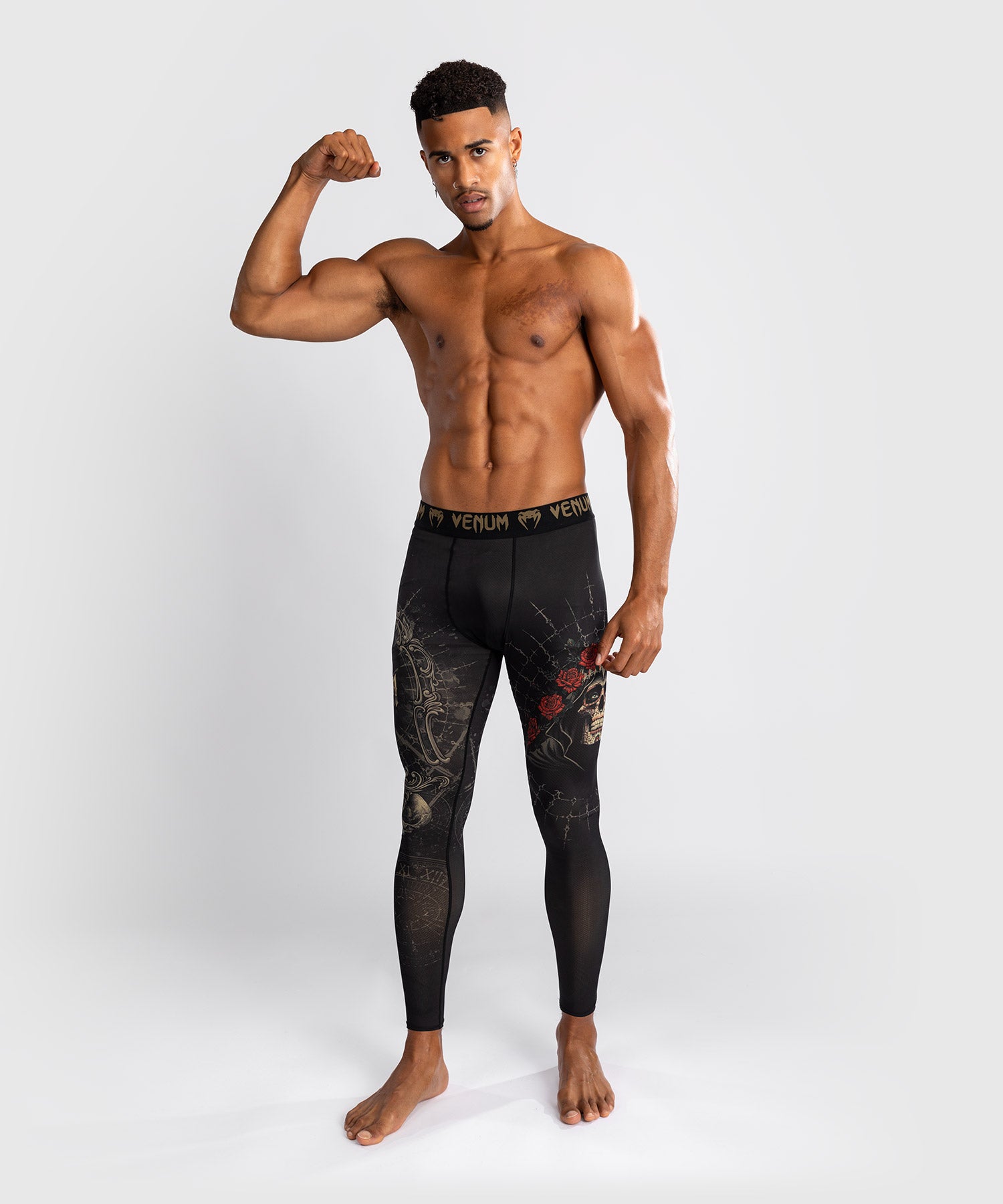 Pantalon de Compression pour Hommes Venum Santa Muerte 5.0 - Noir Profond/Or - product-type_Pantalons de Compression