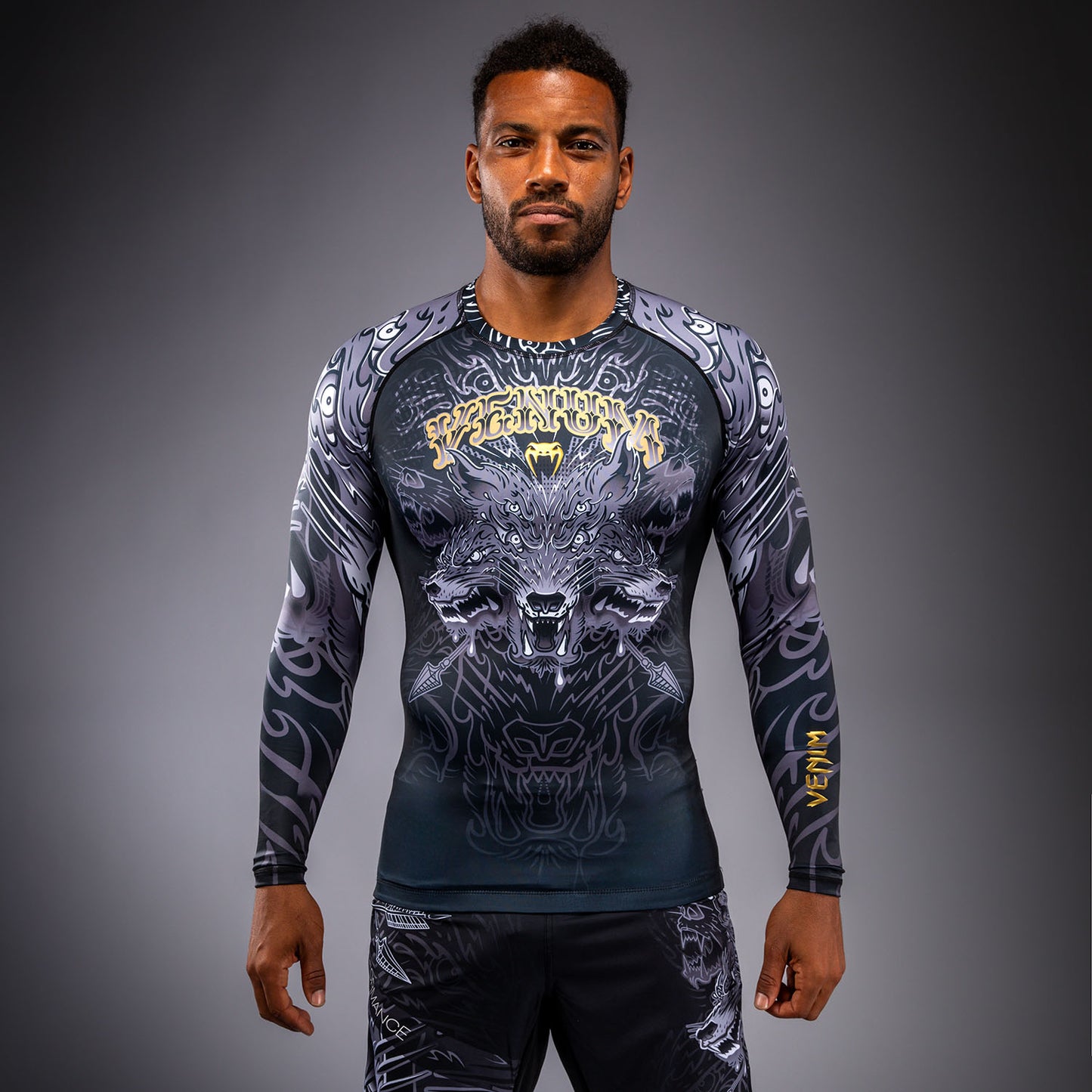 Rashguard à Manches Longues Venum Wolf Atak – Noir/Gris - product-type_T-Shirts de Compression