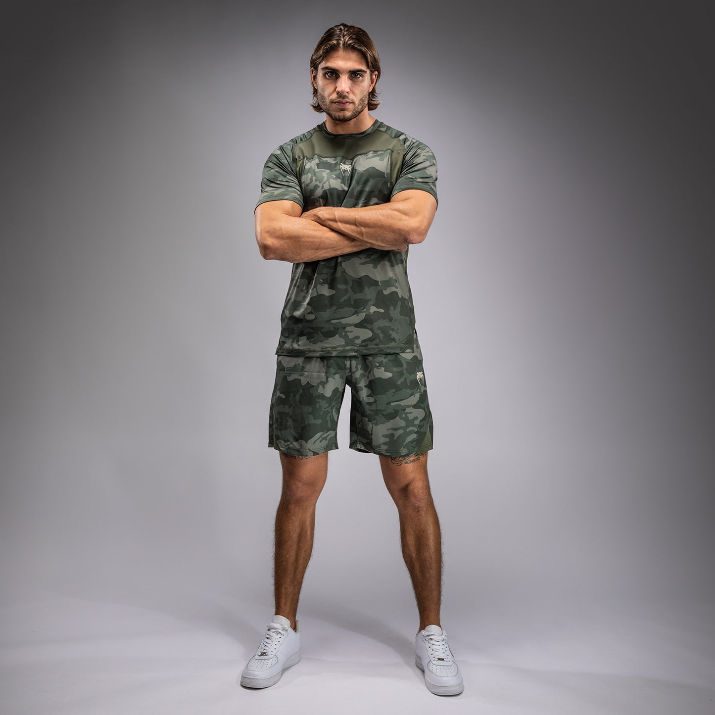 Ensemble De Vêtements De Compression Homme Camouflage - T-shirt Manches Courtes Et Pantalon - 85% Polyester, 15% élasthanne
