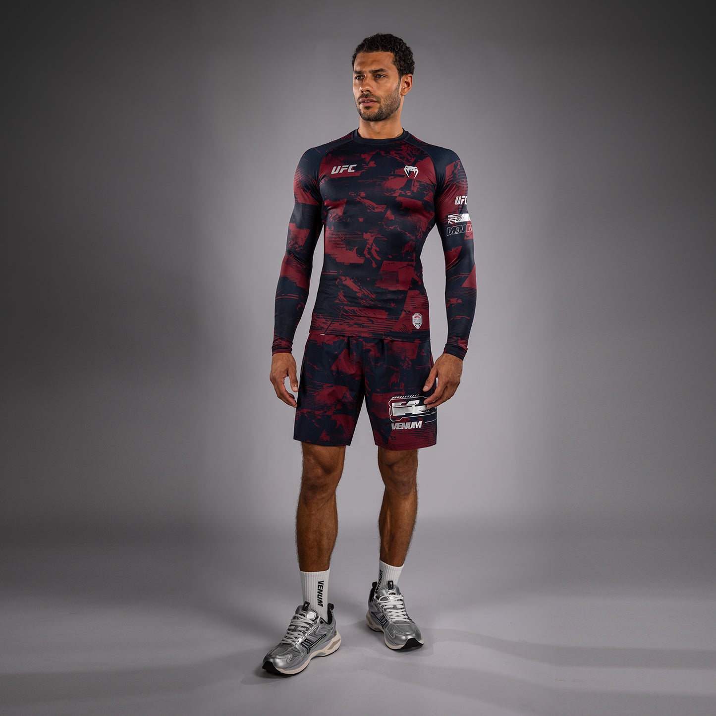 Rashguard manches longues Performance Homme UFC Zenith by Venum Authentic Fight Week - Bleu marine/Bordeaux/Argent - product-type_T-Shirts de Compression