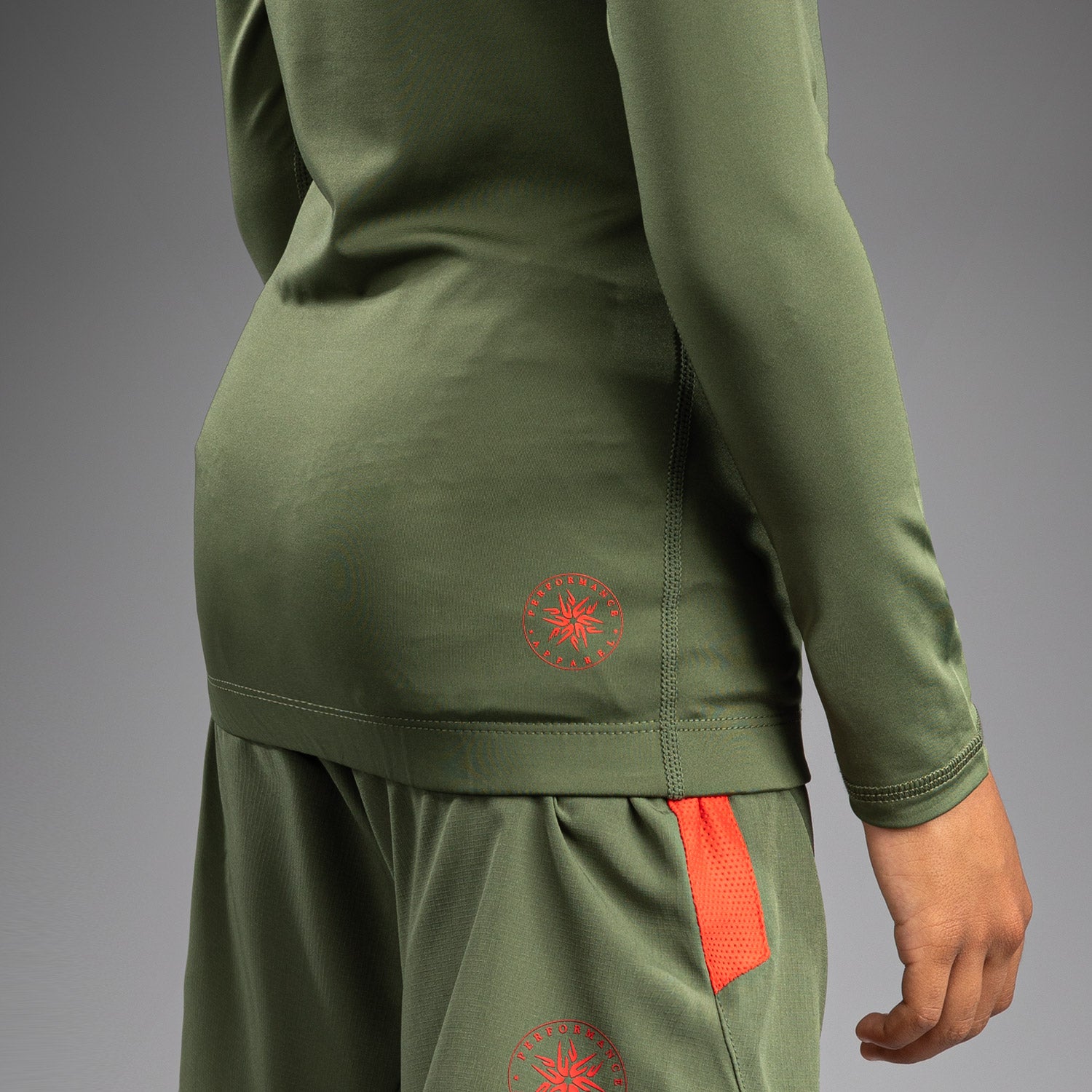 Rashguard Manches Longues pour Enfants Venum Contender - Vert militaire/Orange - product-type_T-Shirts de Compression