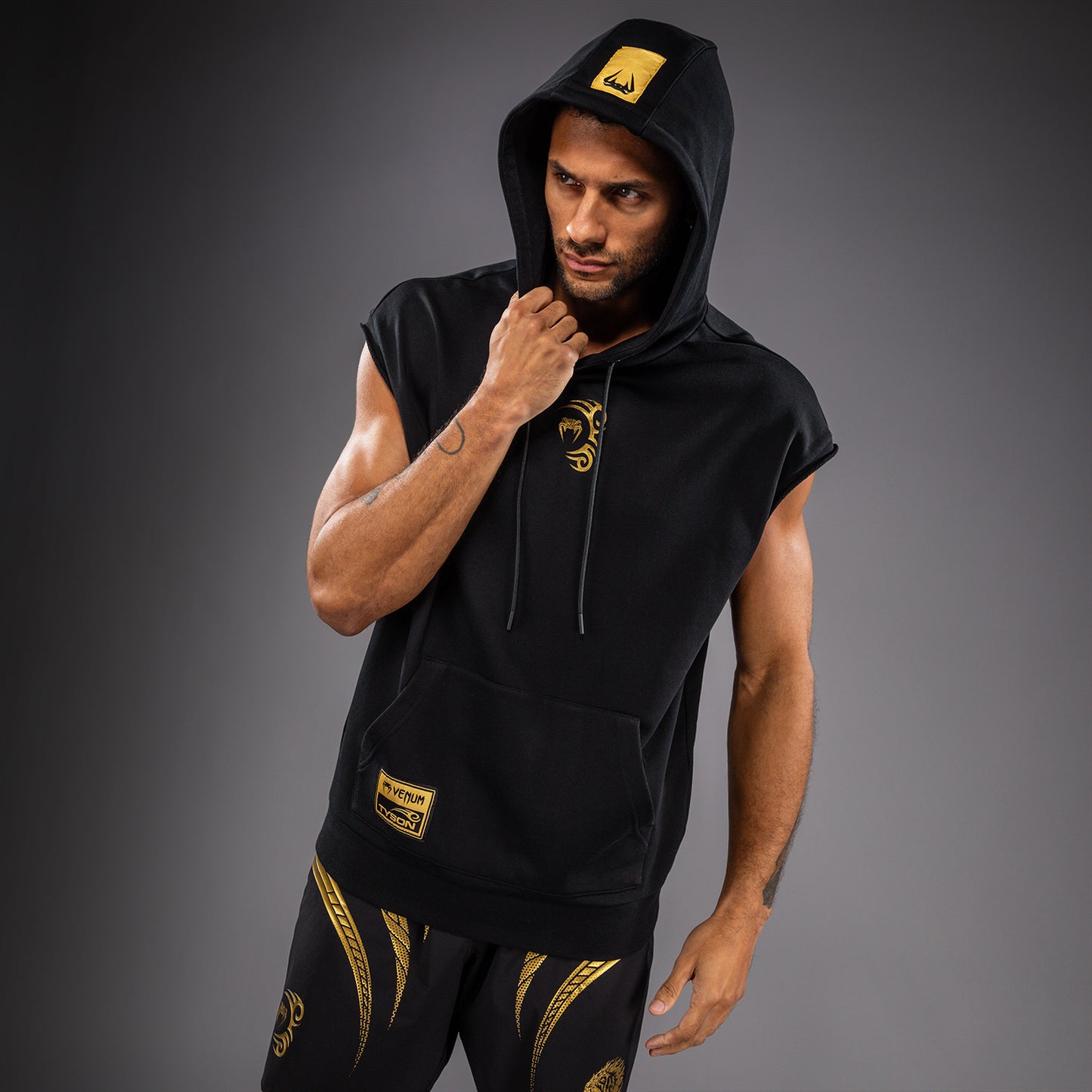 Sweat à capuche Sans Manches Venum x Mike Tyson Tiger - Noir/Or