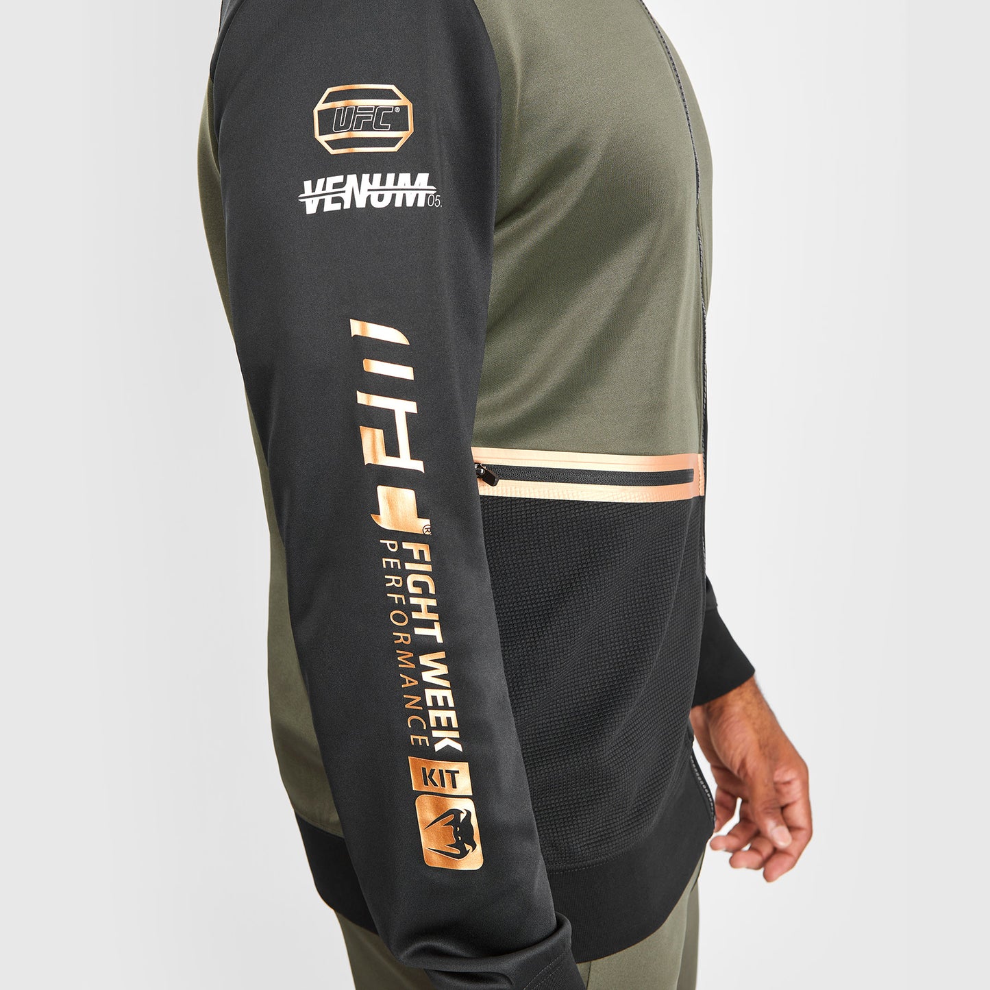 Sweatshirt zippé à capuche UFC Adrenaline by Venum Fight Week - Khaki/Bronze - product-type_Sweatshirts