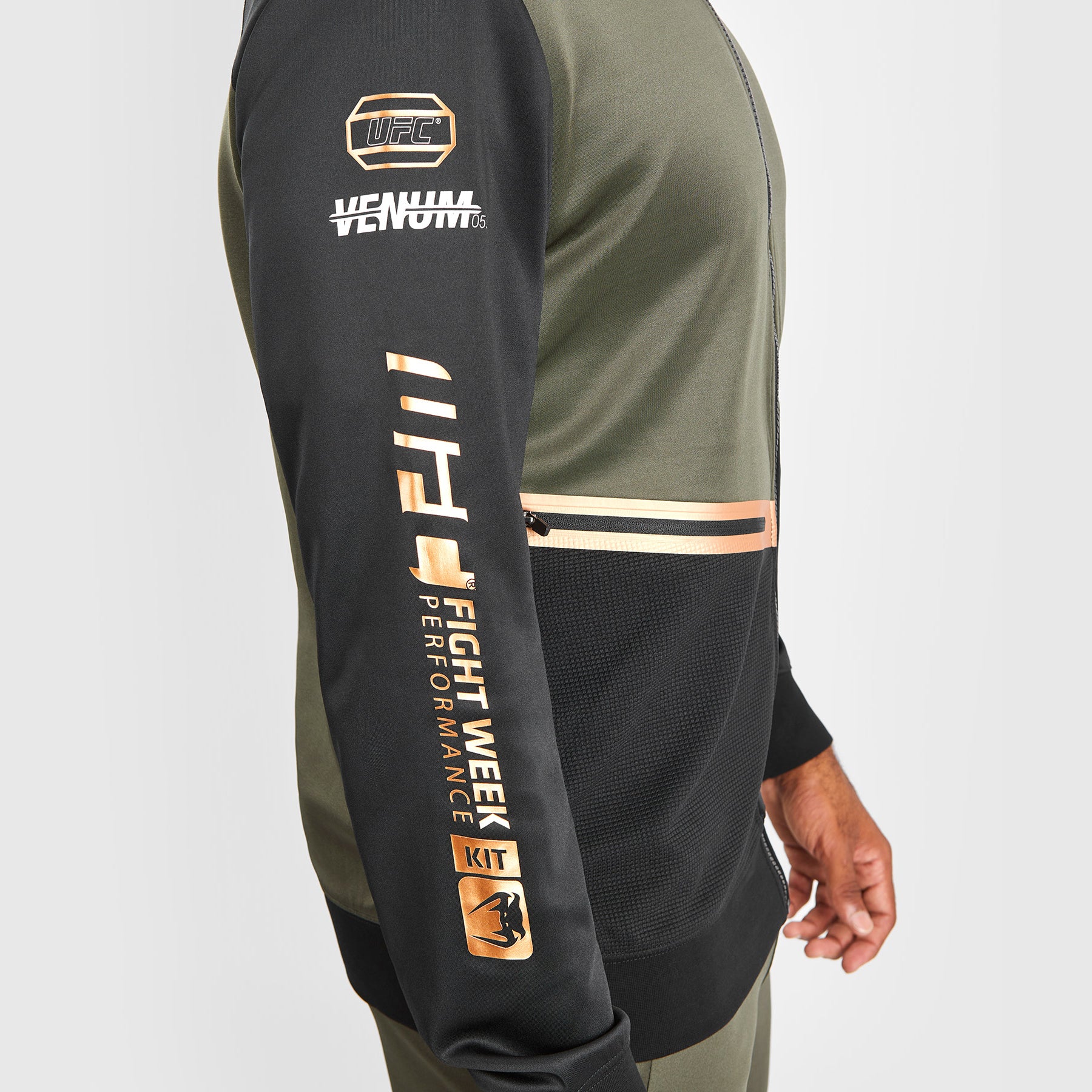 Sweatshirt zippé à capuche UFC Adrenaline by Venum Fight Week - Khaki/Bronze - product-type_Sweatshirts