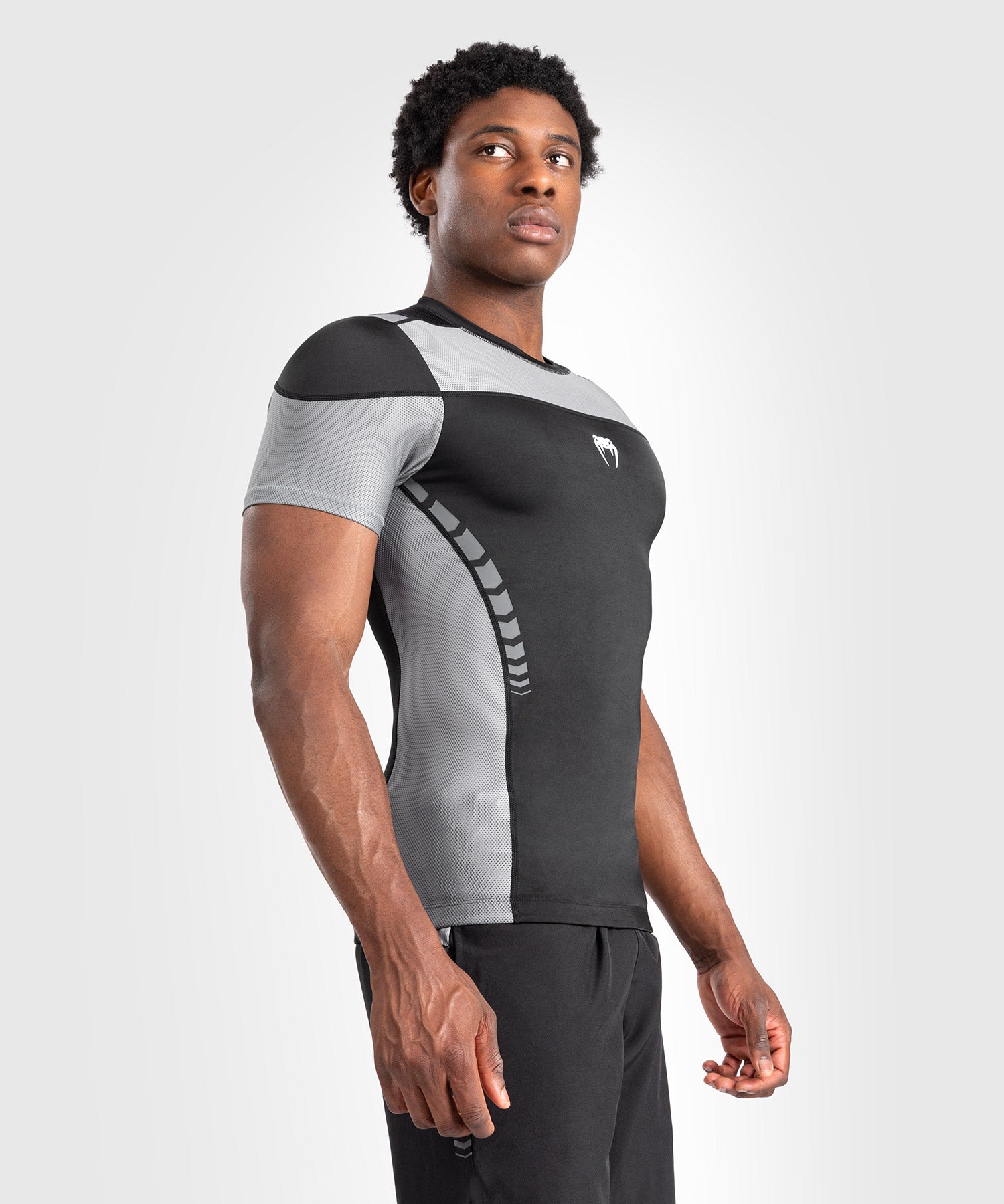 Rashguard À Manches Courtes pour Hommes Venum Tempest - Noir/Gris - product-type_T-Shirts de Compression