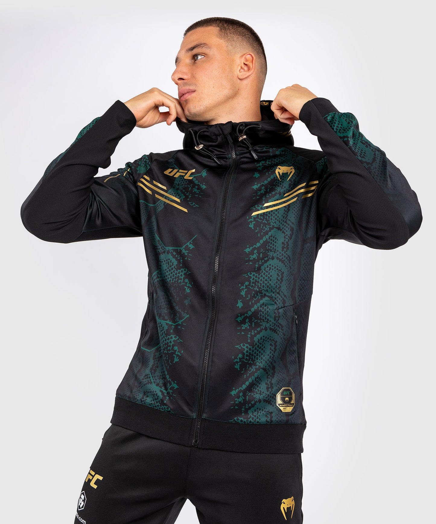 Veste à capuche pour Hommes UFC Adrenaline by Venum Authentic Fight Night - Emerald Edition - Vert/Noir/Or - product-type_Vestes