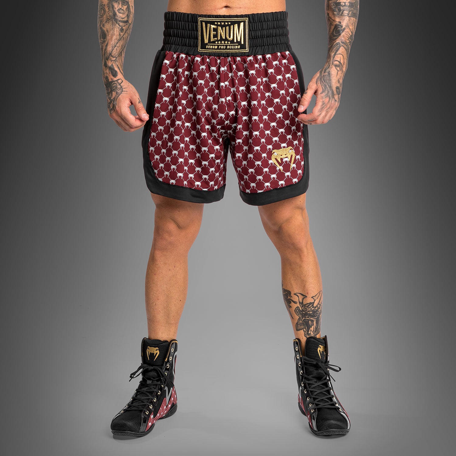 Short de Boxe Venum Monogram - Noir/Bordeaux - product-type_Shorts de boxe