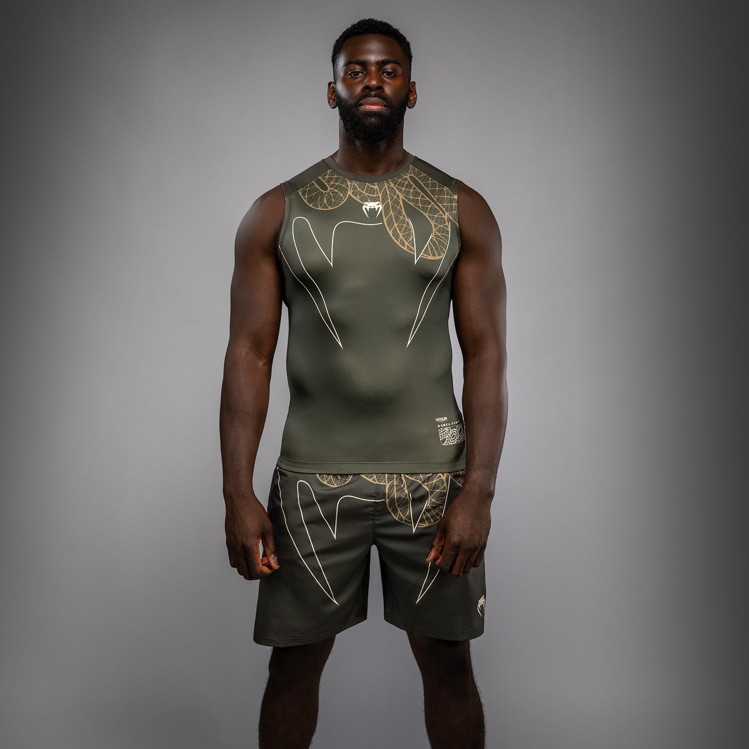 Rashguard Sans Manches Venum Serpenti – Kaki/Bronze/Ivoire - product-type_T-Shirts de Compression