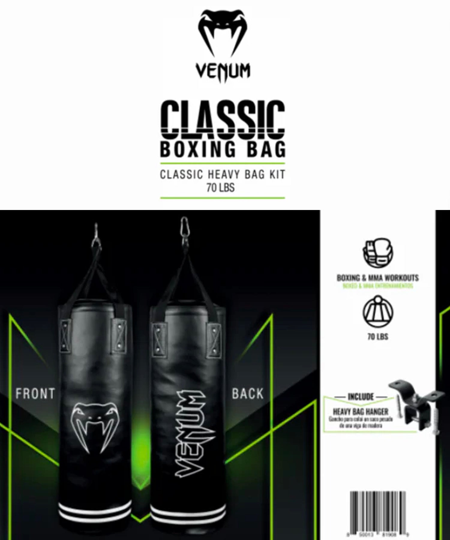 Kit Sac de frappe lourd Venum Classic - 30kgs - Edition WLMT - Sacs de frappe