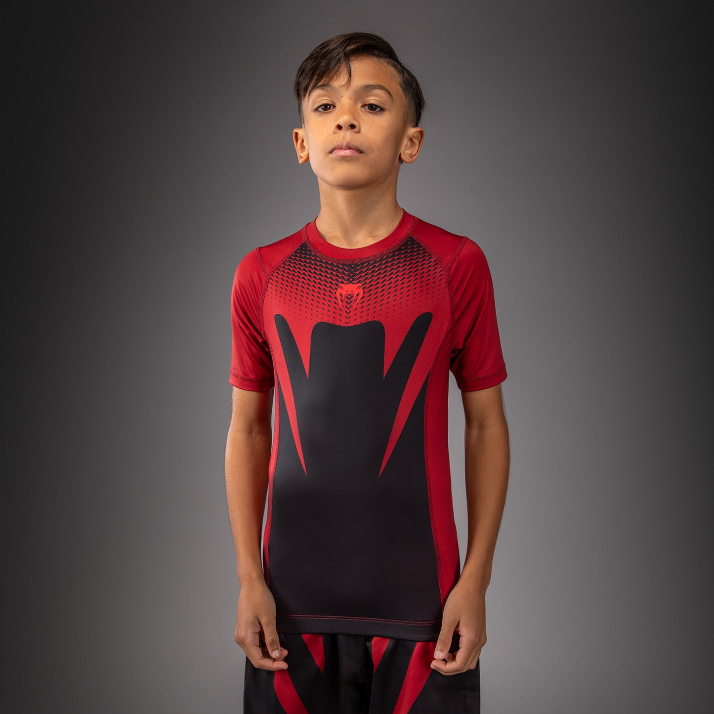 Rashguard à Manches Courtes Pour Enfant Venum Attack - Noir/Rouge