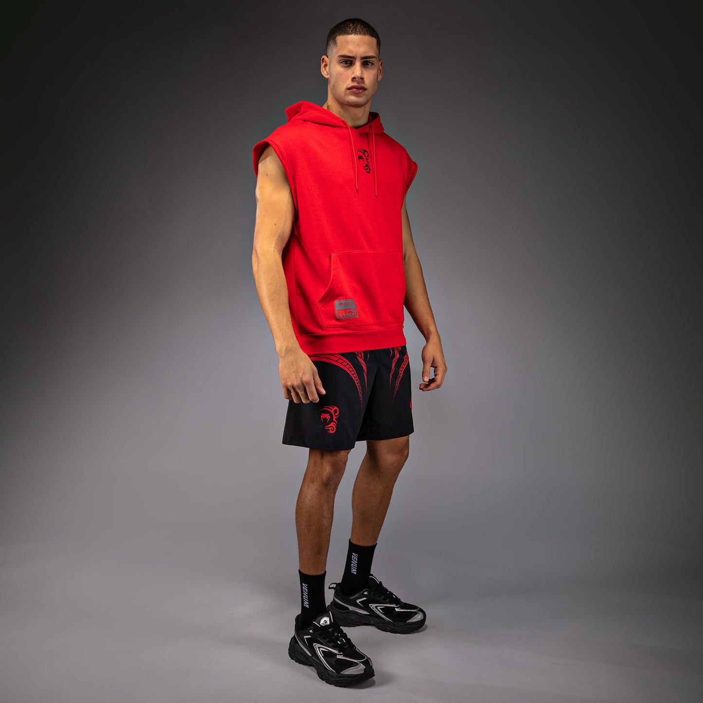 Sweat à capuche sans manches Venum x Mike Tyson Tiger - Rouge Intense/Noir Profond
