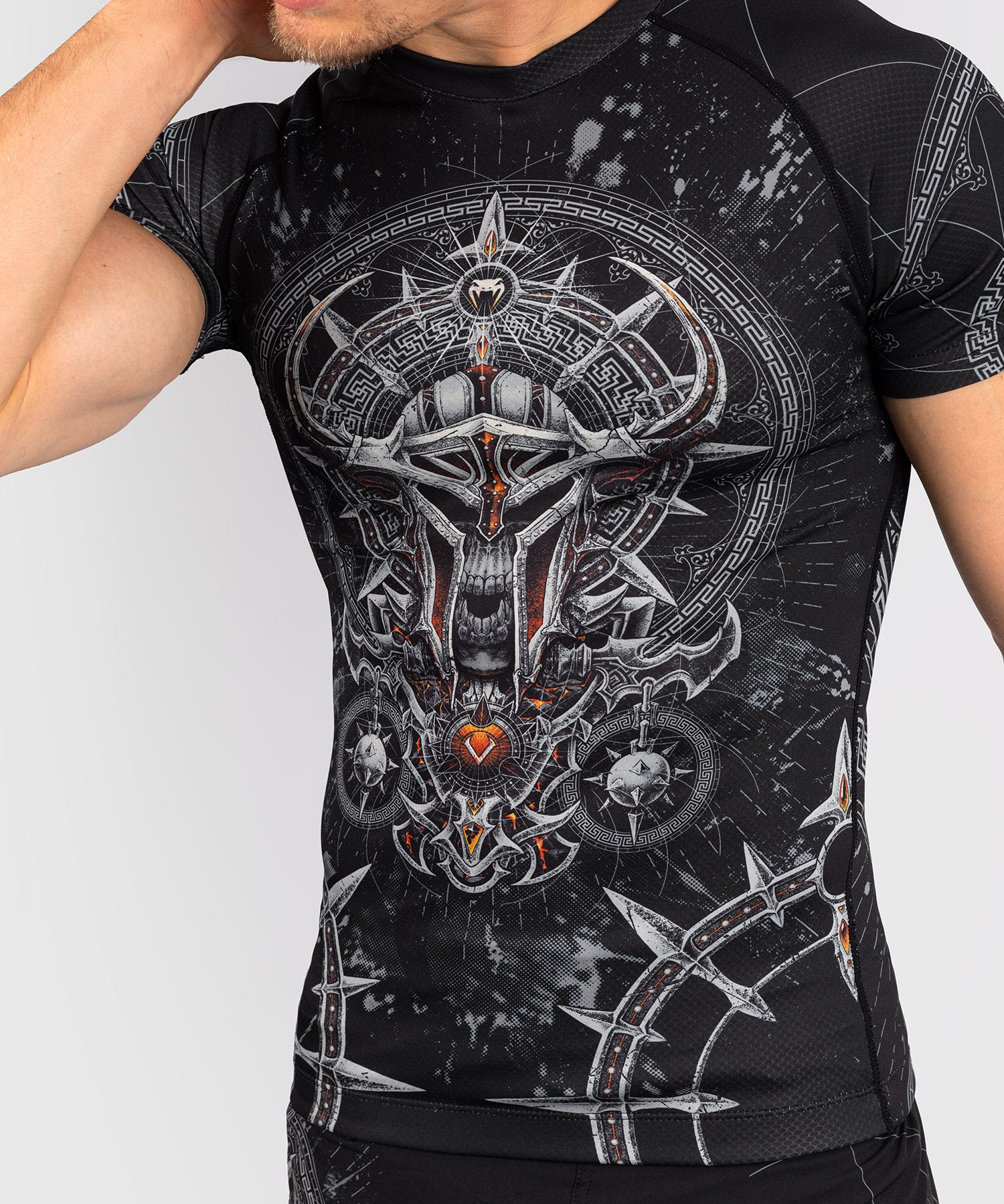 Rashguard à Manches Courtes pour Hommes Venum Gladiator 5.0 - Noir/Argent - product-type_T-Shirts de Compression