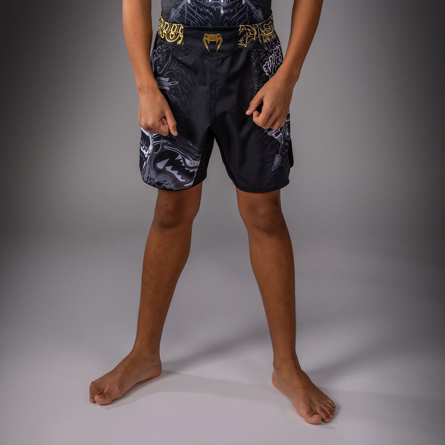 Short de Combat Pour Enfants Venum Wolf Atak – Noir/Gris - product-type_Shorts de MMA