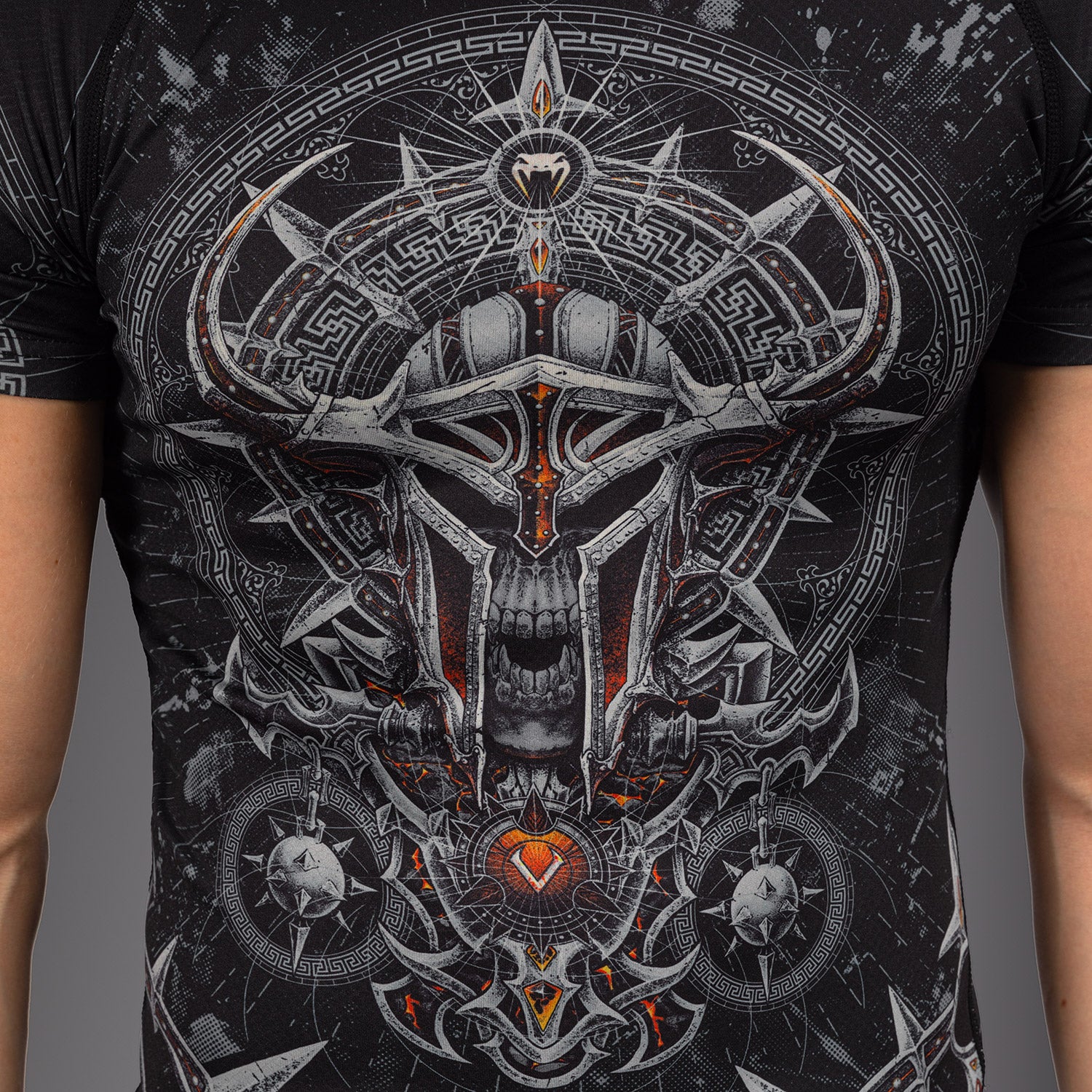 Rashguard à Manches Courtes pour Hommes Venum Gladiator 5.0 - Noir/Argent - product-type_T-Shirts de Compression