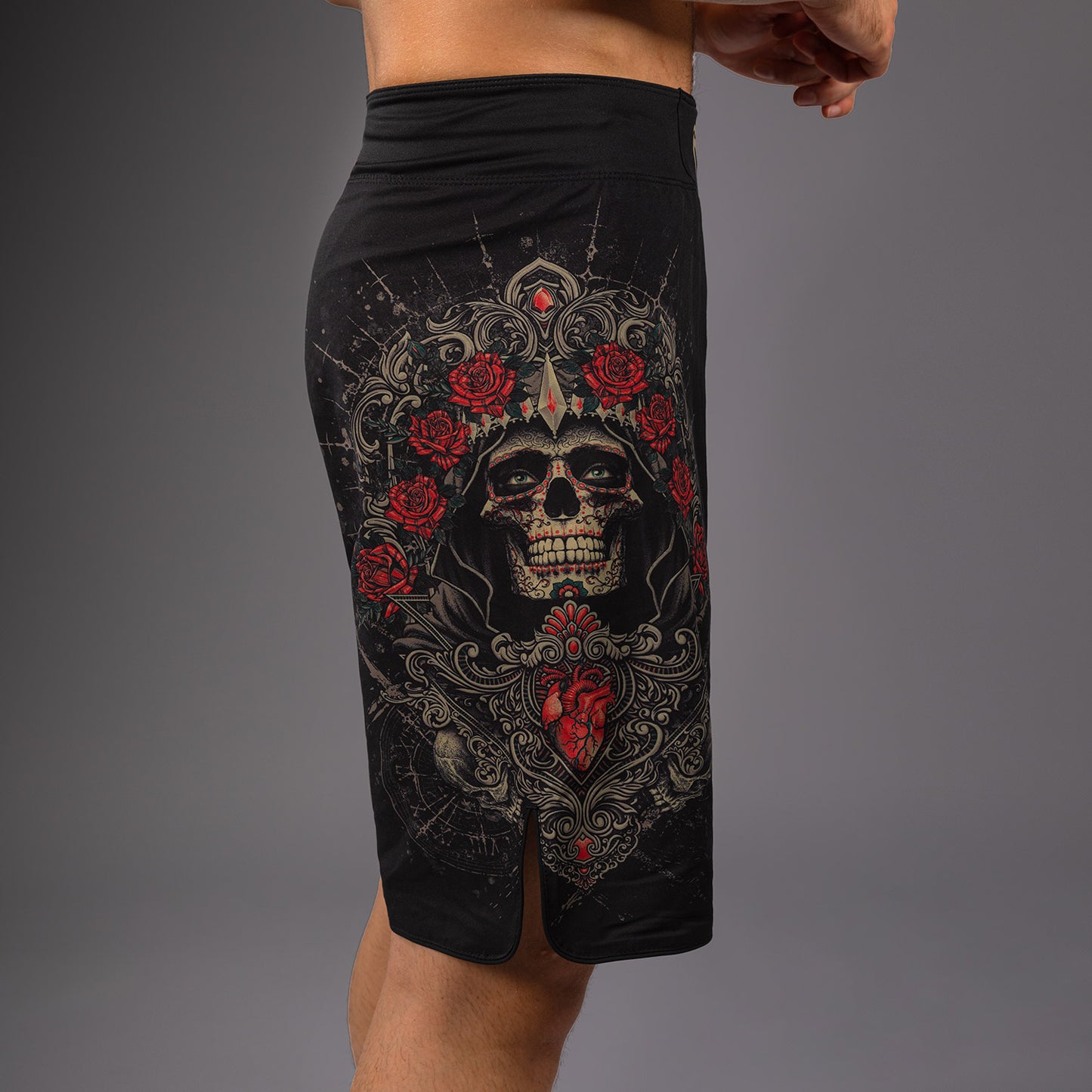 Short de Combat pour Hommes Venum Santa Muerte 5.0 - Noir Profond/Or - product-type_Shorts de MMA