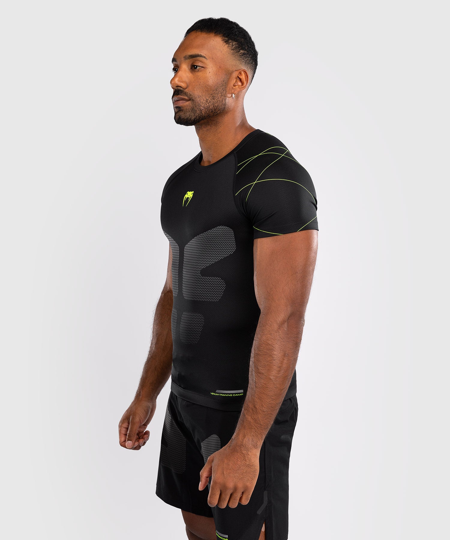 Rashguard Manches Courtes Venum Training Camp 4.0 - Noir/Vert fluo - product-type_T-Shirts de Compression