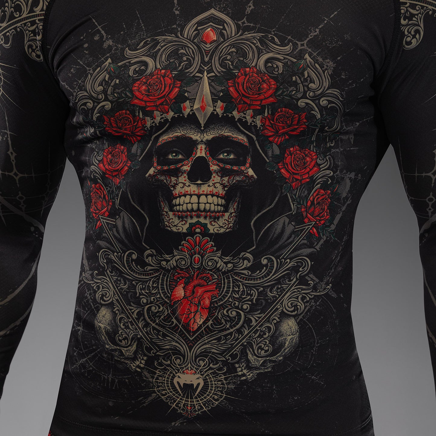 Rashguard à Manches Longues pour Hommes Venum Santa Muerte 5.0 - Noir Profond/Or - product-type_T-Shirts de Compression