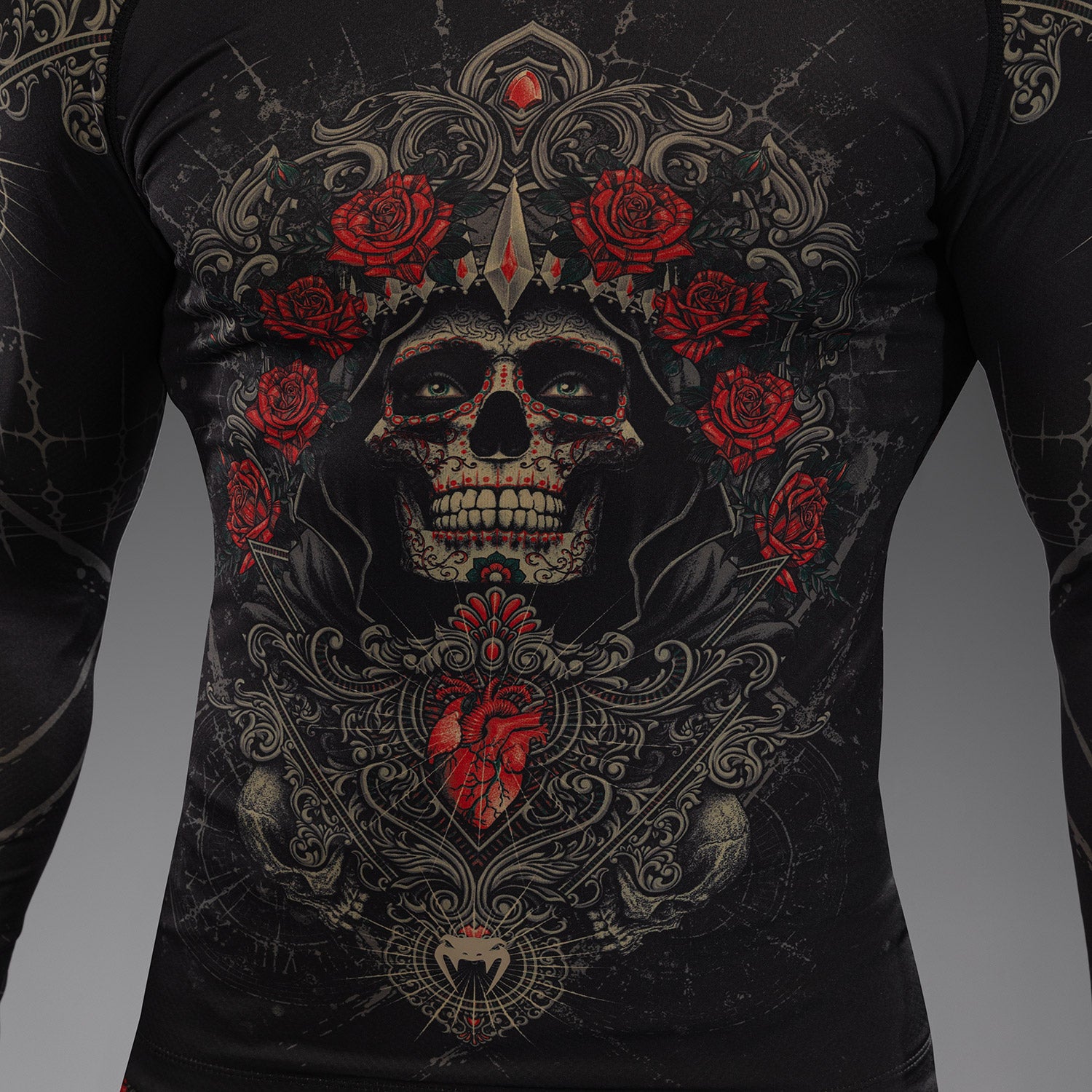 Rashguard à Manches Longues pour Hommes Venum Santa Muerte 5.0 - Noir Profond/Or - product-type_T-Shirts de Compression