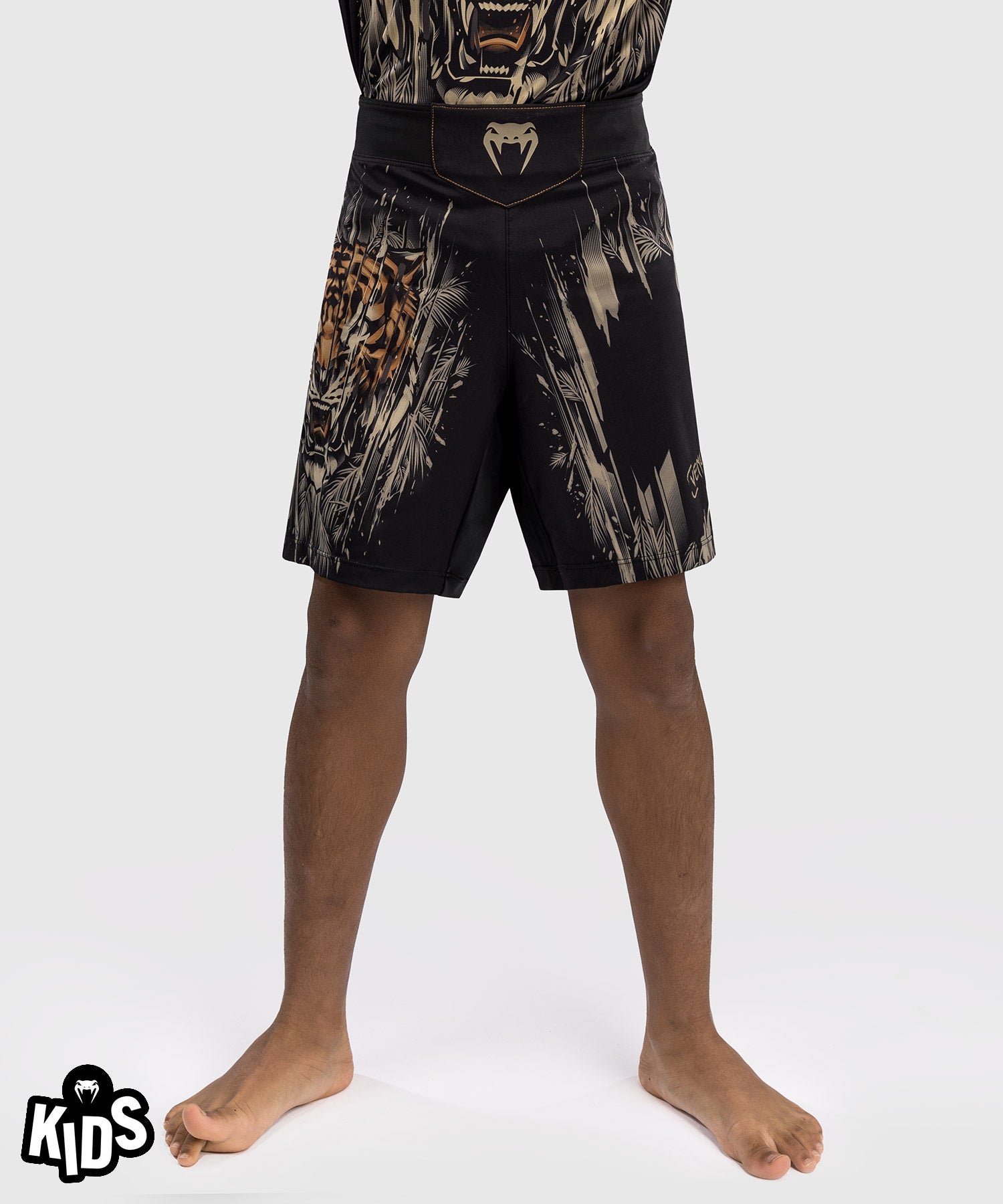 Short de Combat Venum Tiger pour Enfants - Noir/Orange Néon - product-type_Shorts de MMA