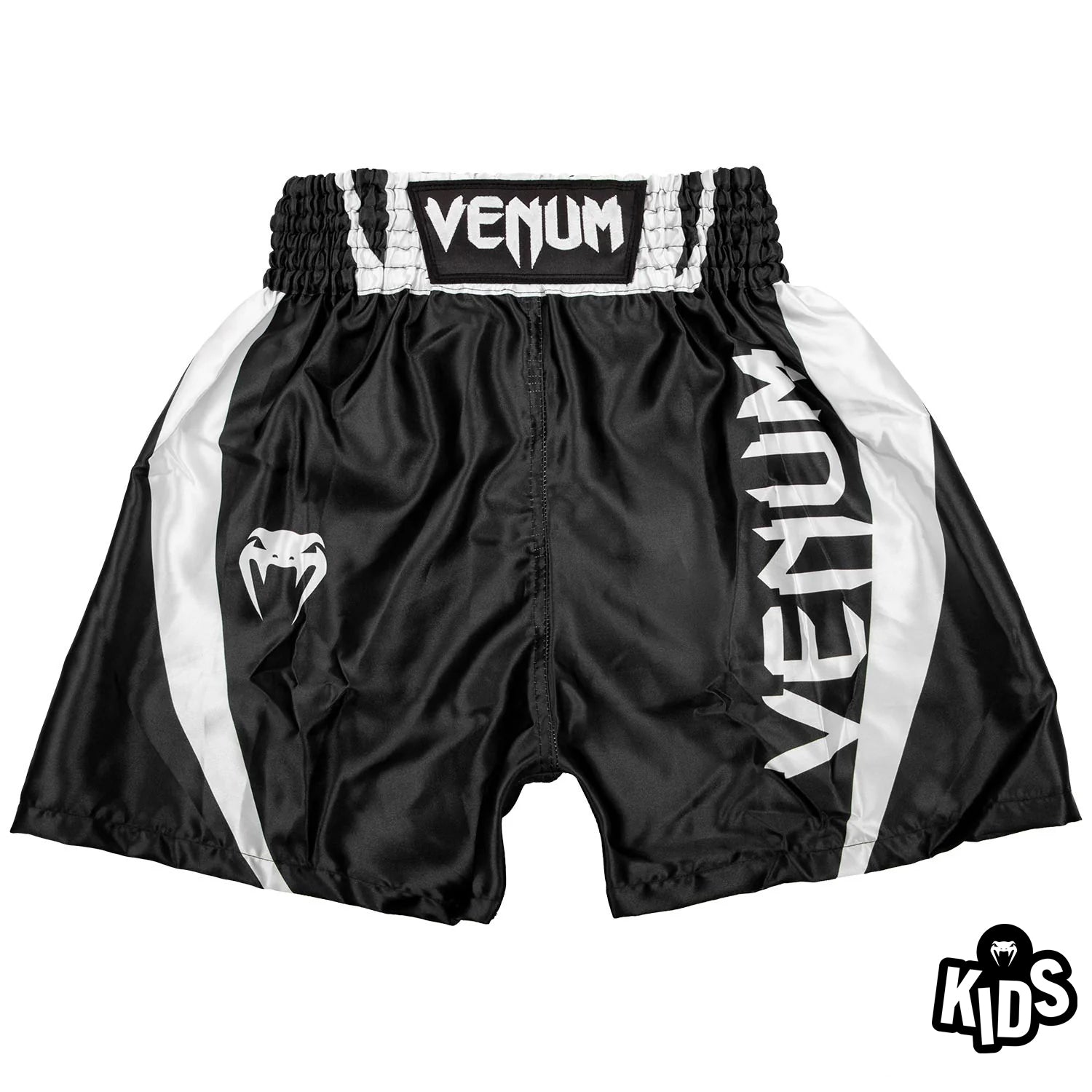 Short de boxe Enfant Venum Elite Kids - Noir/Blanc - Shorts de boxe anglaise