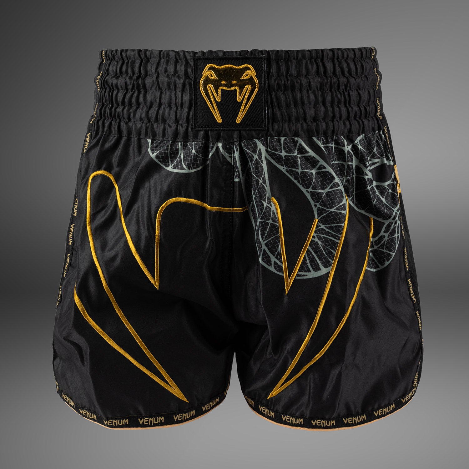 Short de Muay Thai Venum Serpenti – Noir/Argent/Or - product-type_Shorts de Muay Thai