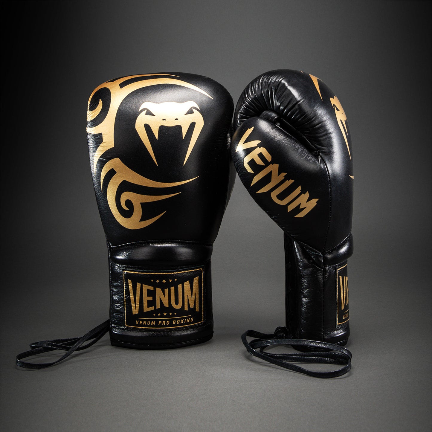 Gants de boxe Venum Giant 2.0 Mike Tyson Pro avec Lacets – Noir/Or - Sac inclus -