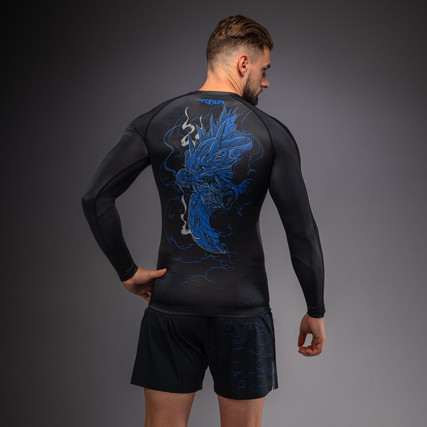 Rashguard à Manches Longues Venum Thunder Dragon – Noir/Bleu Royal - product-type_T-Shirts de Compression