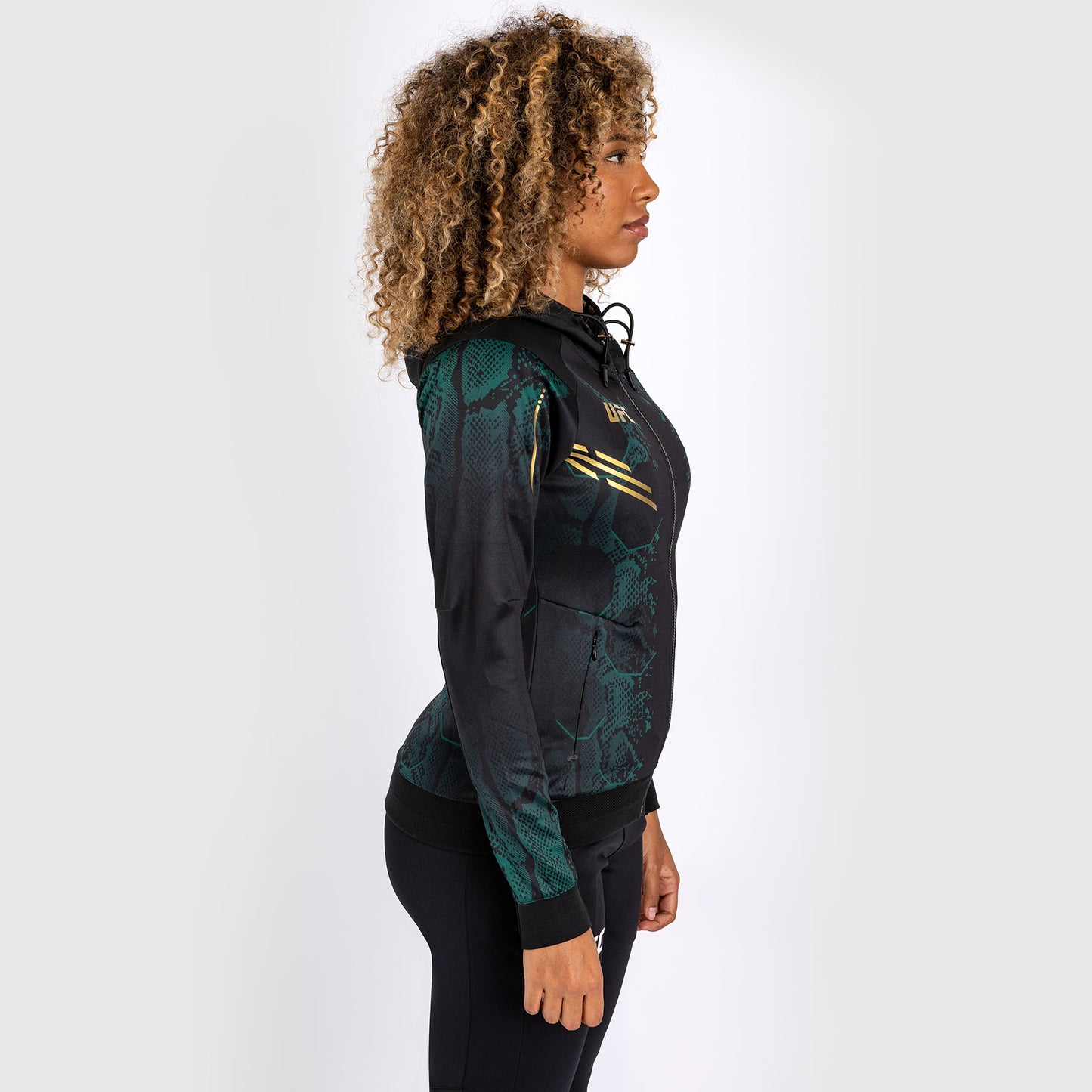 Sweat à capuche Personnalisé pour Femmes UFC Adrenaline by Venum Authentic Fight Night - Emerald Edition - Vert/Noir/Or - product-type_Vestes