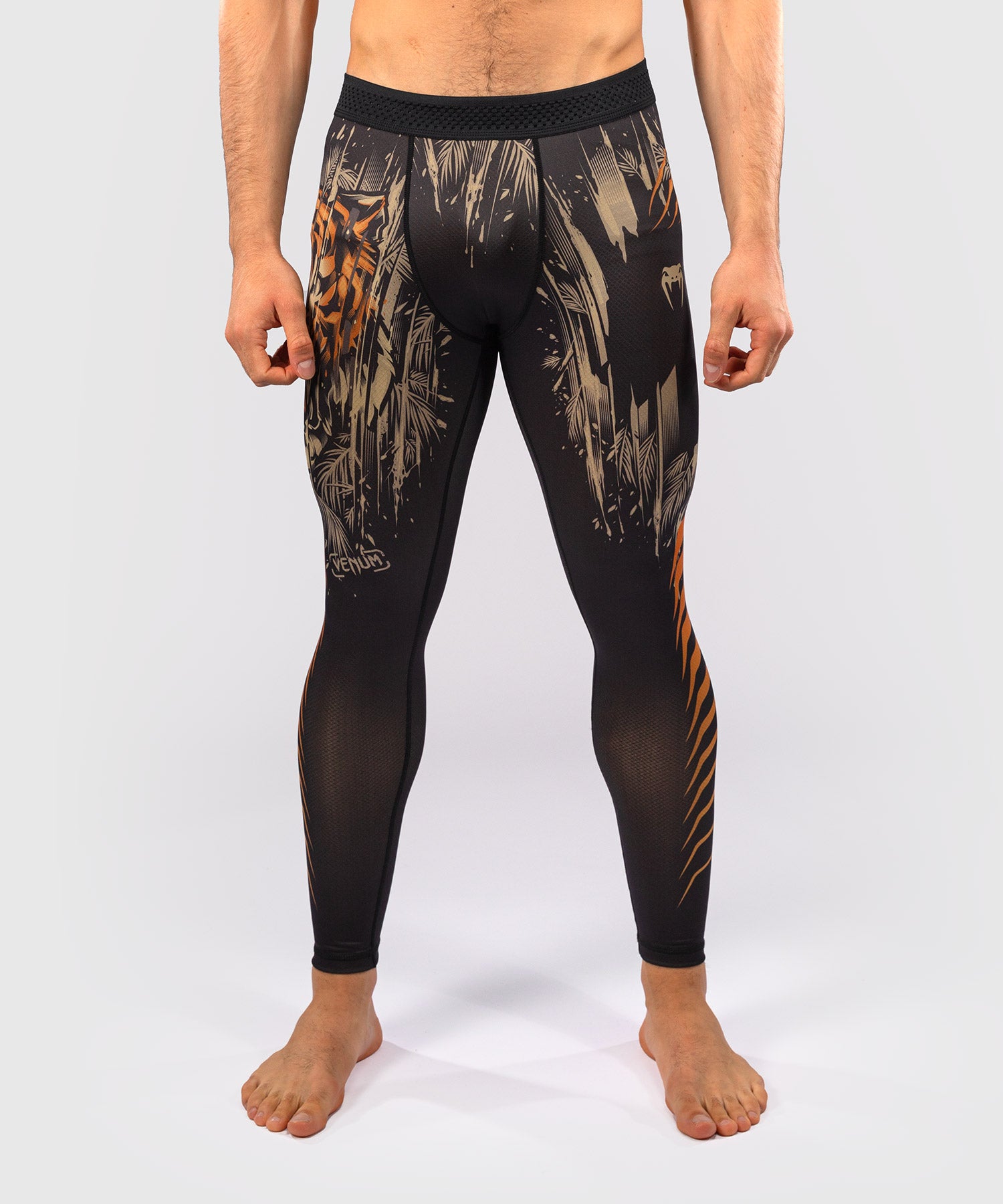 Pantalon de Compression Venum Tiger pour Hommes - Noir/Orange Néon - product-type_Pantalons de Compression