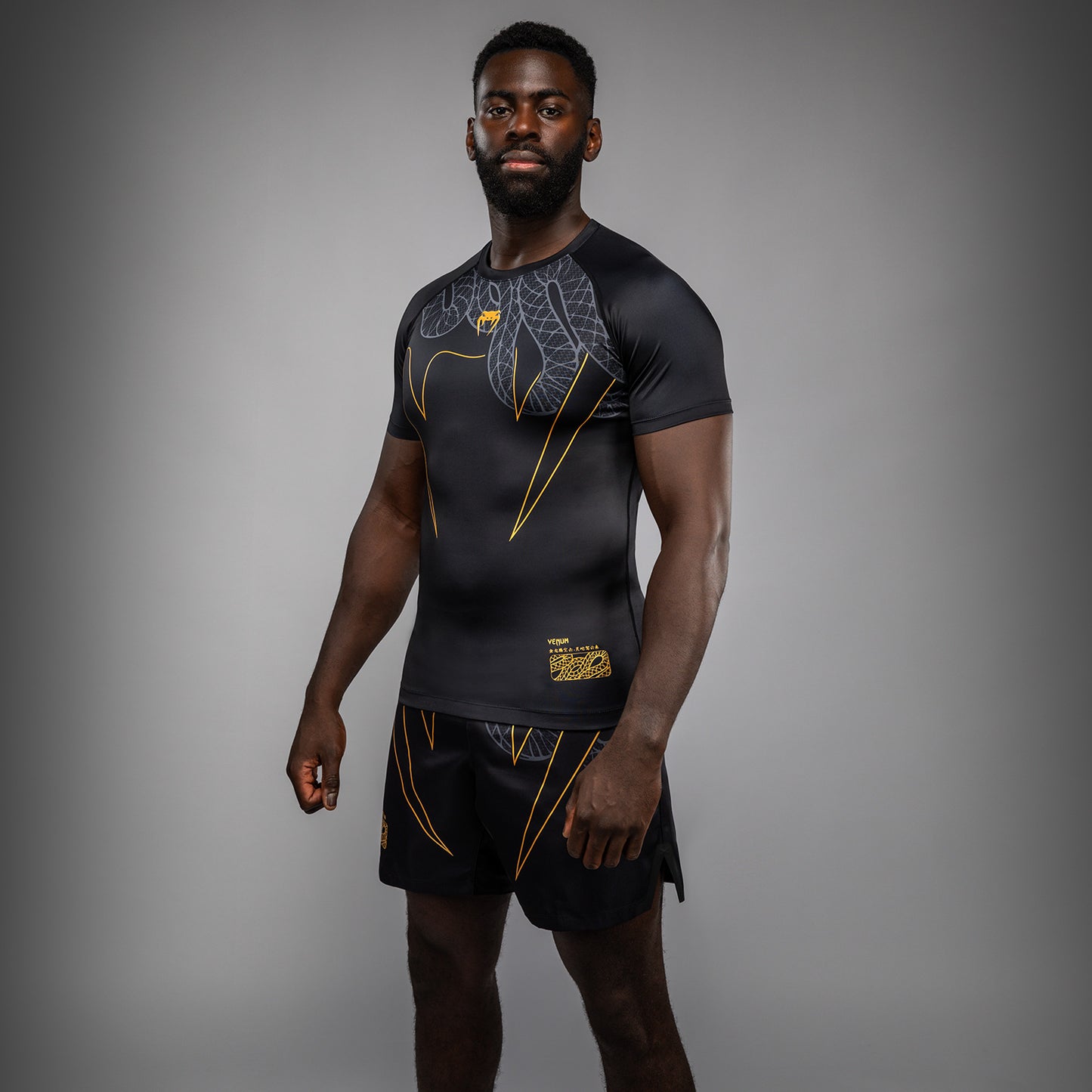 Rashguard Manches Courtes Venum Serpenti – Noir/Argent/Or - product-type_T-Shirts de Compression