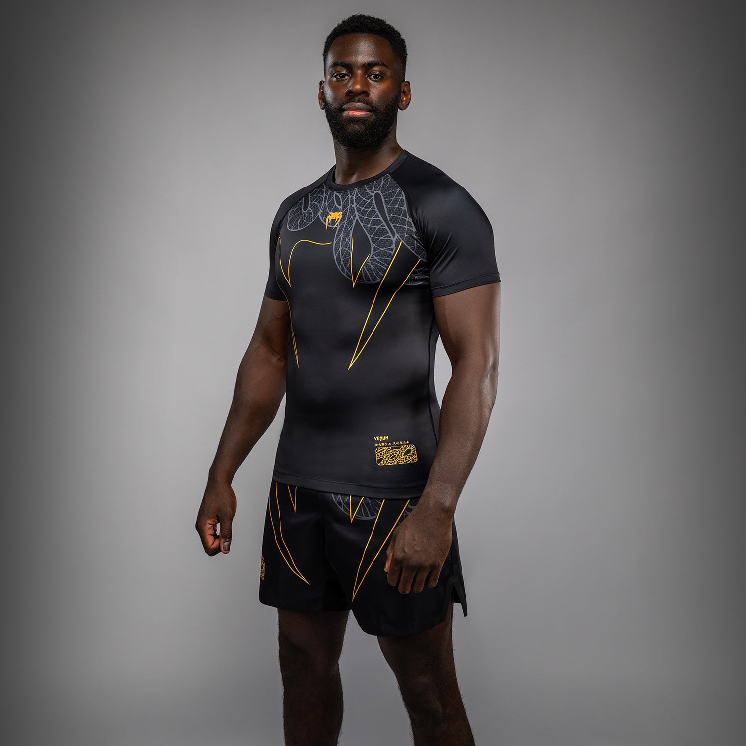 Rashguard Manches Courtes Venum Serpenti – Noir/Argent/Or - product-type_T-Shirts de Compression
