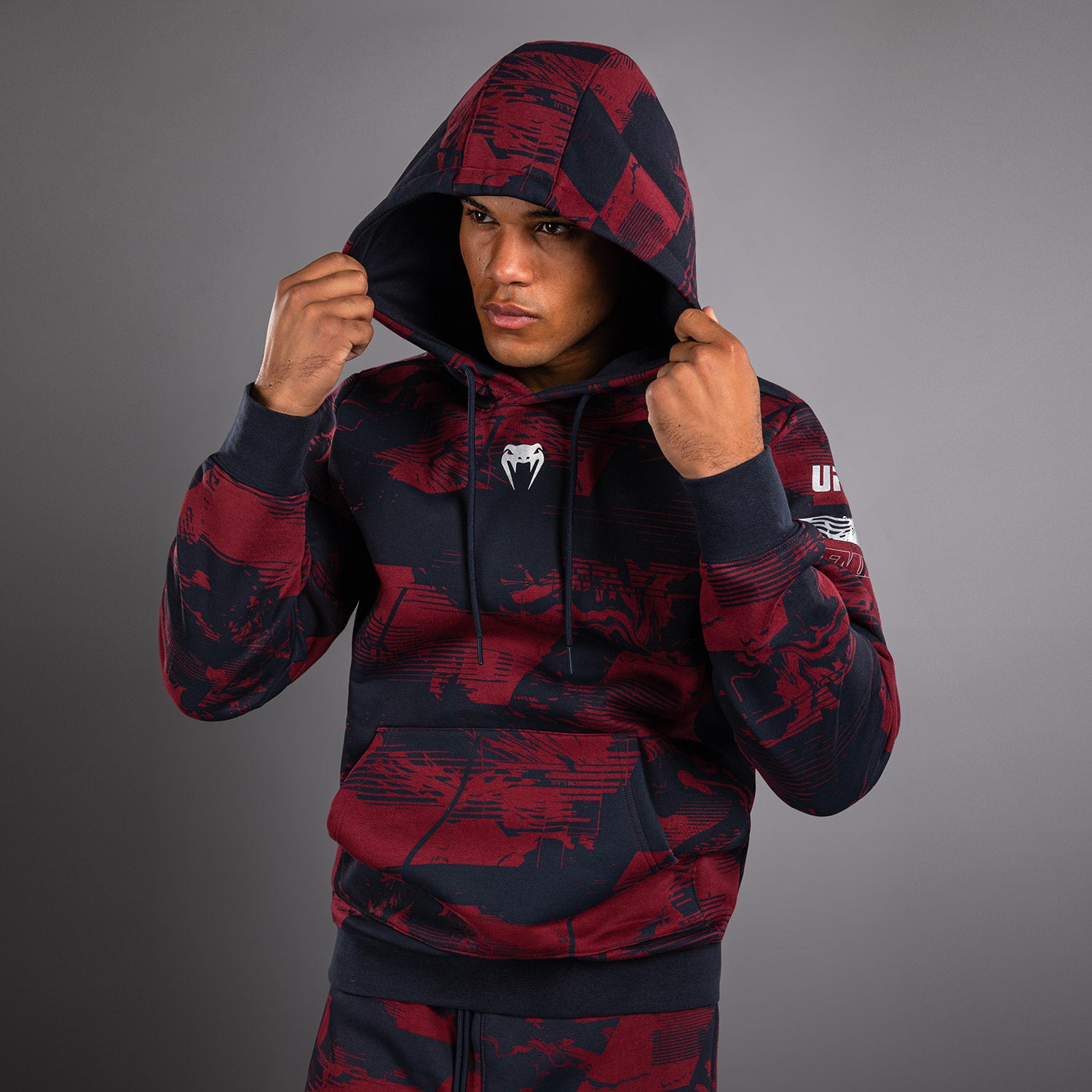 Sweat à capuche Homme UFC Zenith by Venum Authentic Fight Week - Bleu marine/Bordeaux/Argent - product-type_Sweatshirts