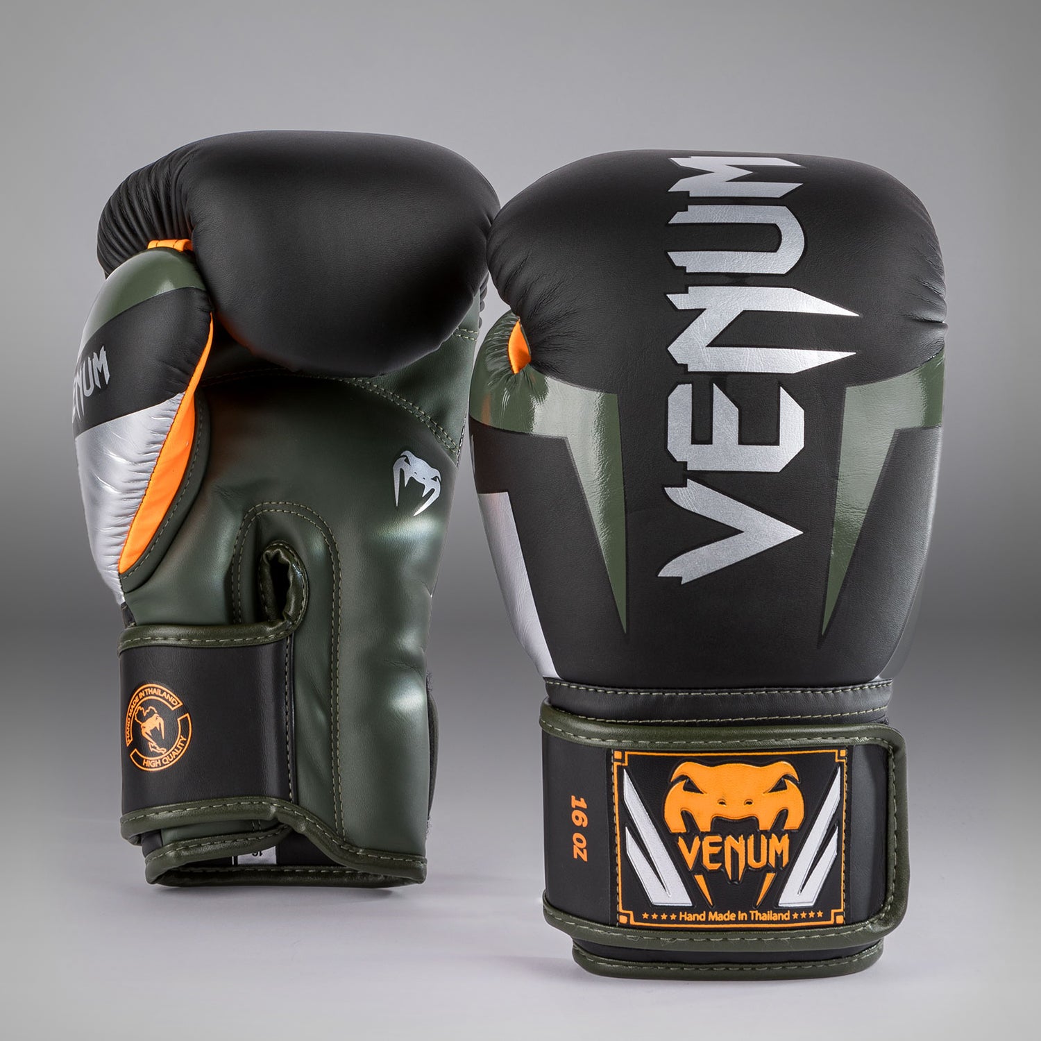 Gants de boxe Venum Elite - Noir/Argent/Kaki - product-type_Gants de boxe