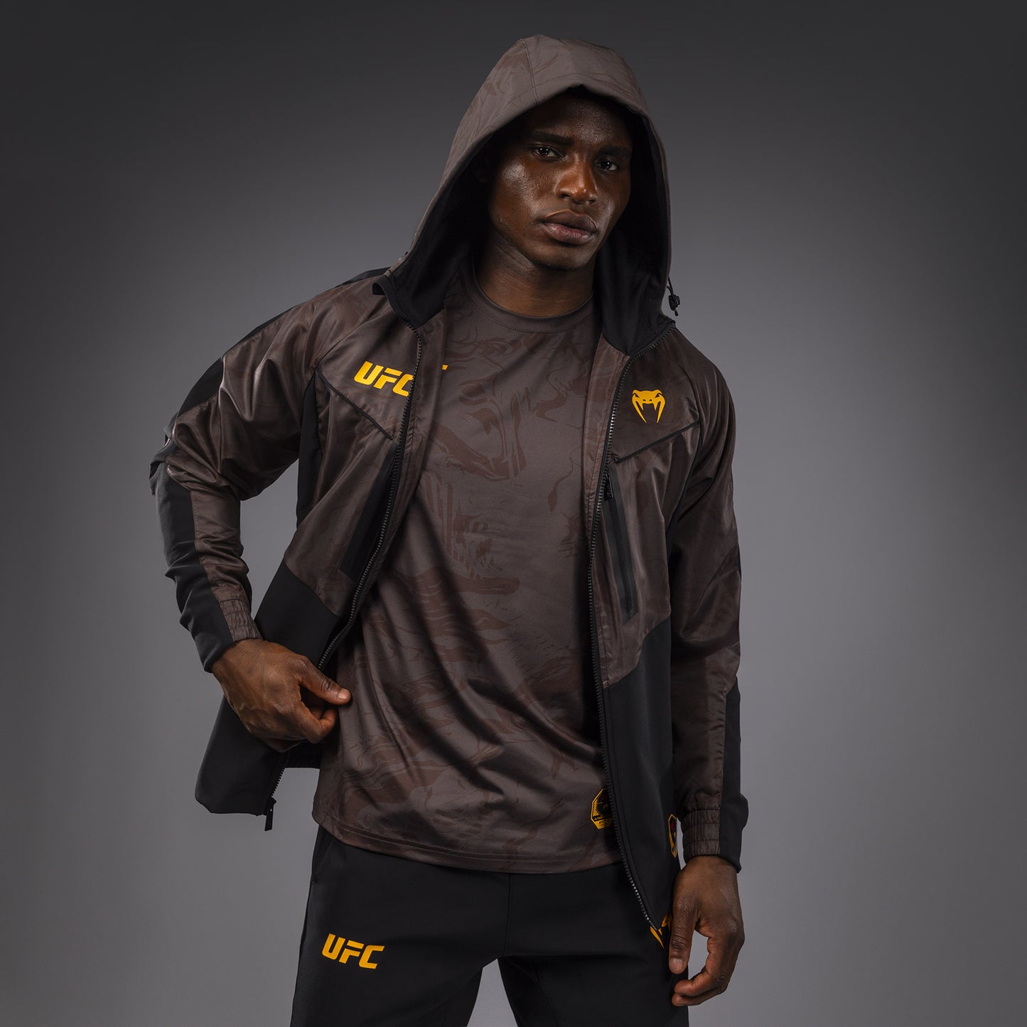 Veste à Capuche Zippé pour Hommes UFC Fusion by Venum Fight Week - Marron Terrestre - product-type_Vestes