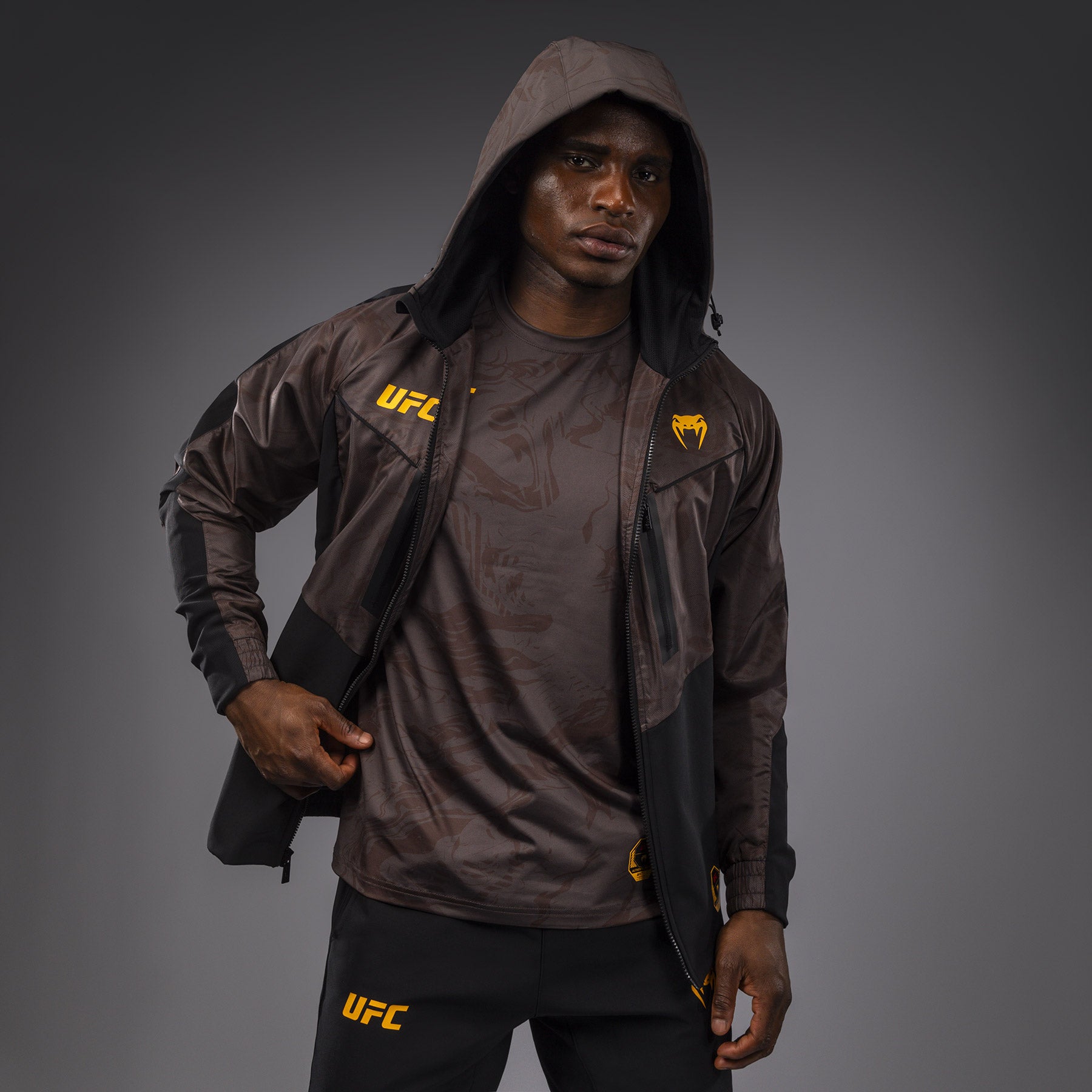 Veste à Capuche Zippé pour Hommes UFC Fusion by Venum Fight Week - Marron Terrestre - product-type_Vestes