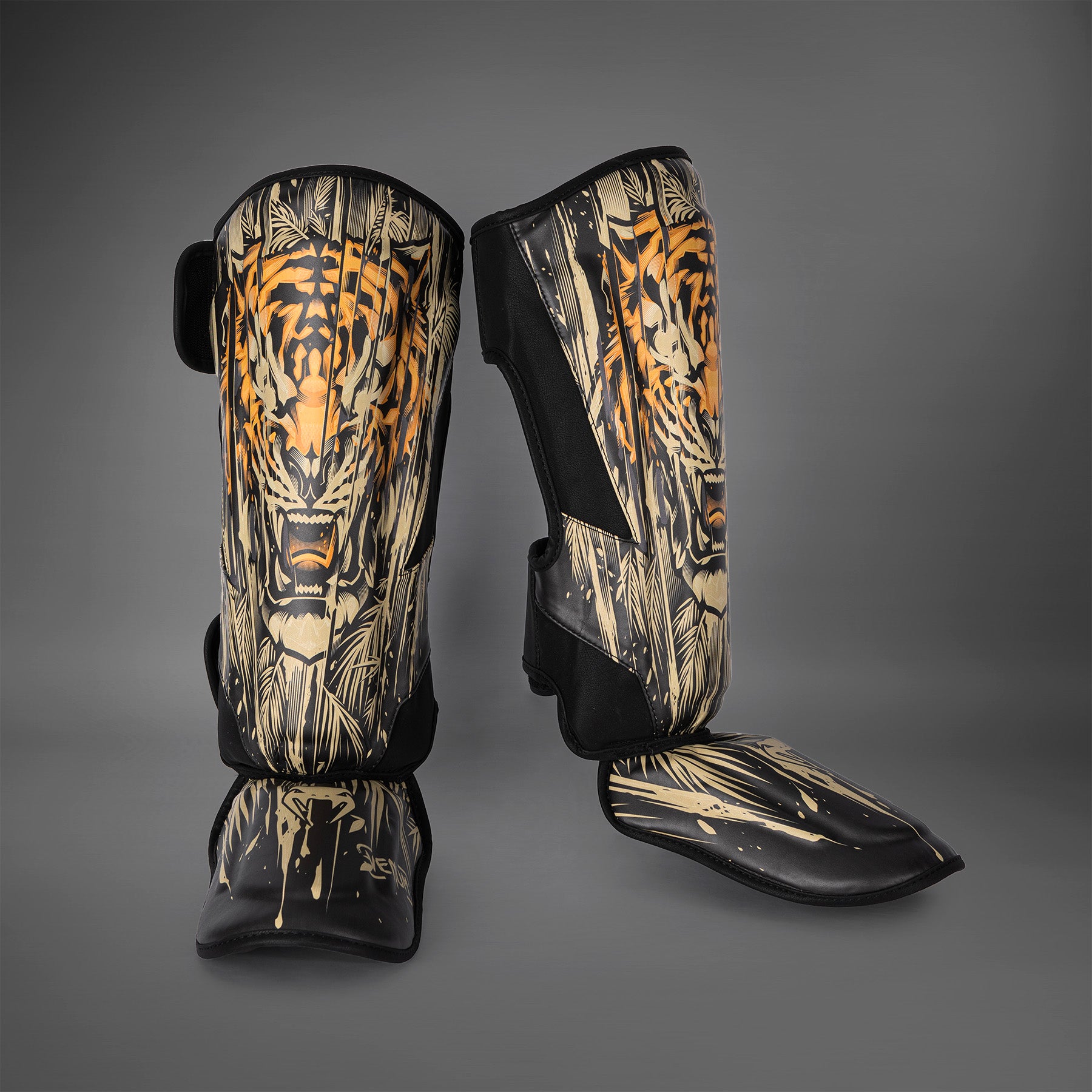 Protège-Tibias Venum Tiger pour Hommes - Noir/Orange Néon - product-type_Protège-tibias