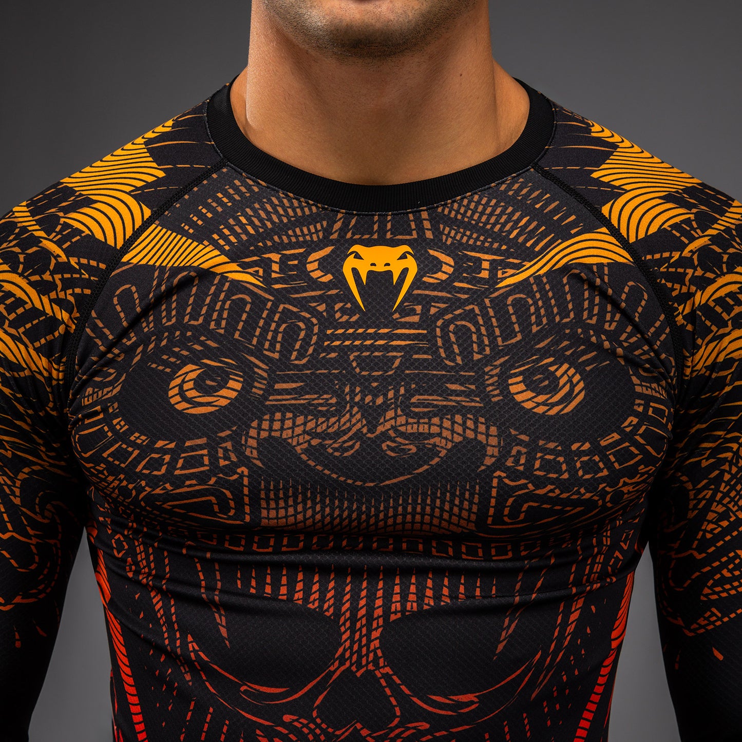 Rashguard Manches Longues Venum Quetzal Fury - Noir/Rouge Fury/Mandarine
