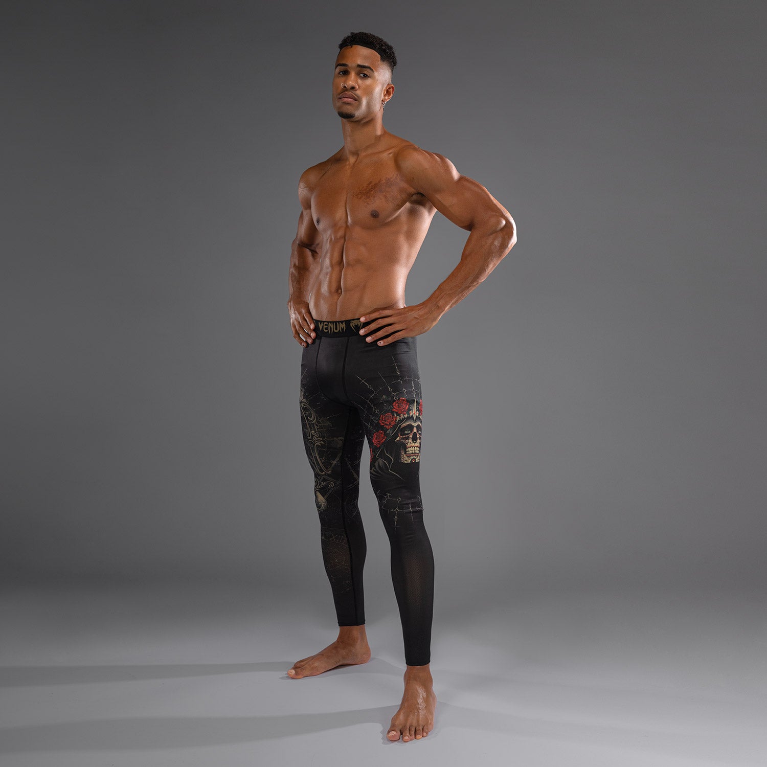 Pantalon de Compression pour Hommes Venum Santa Muerte 5.0 - Noir Profond/Or - product-type_Pantalons de Compression