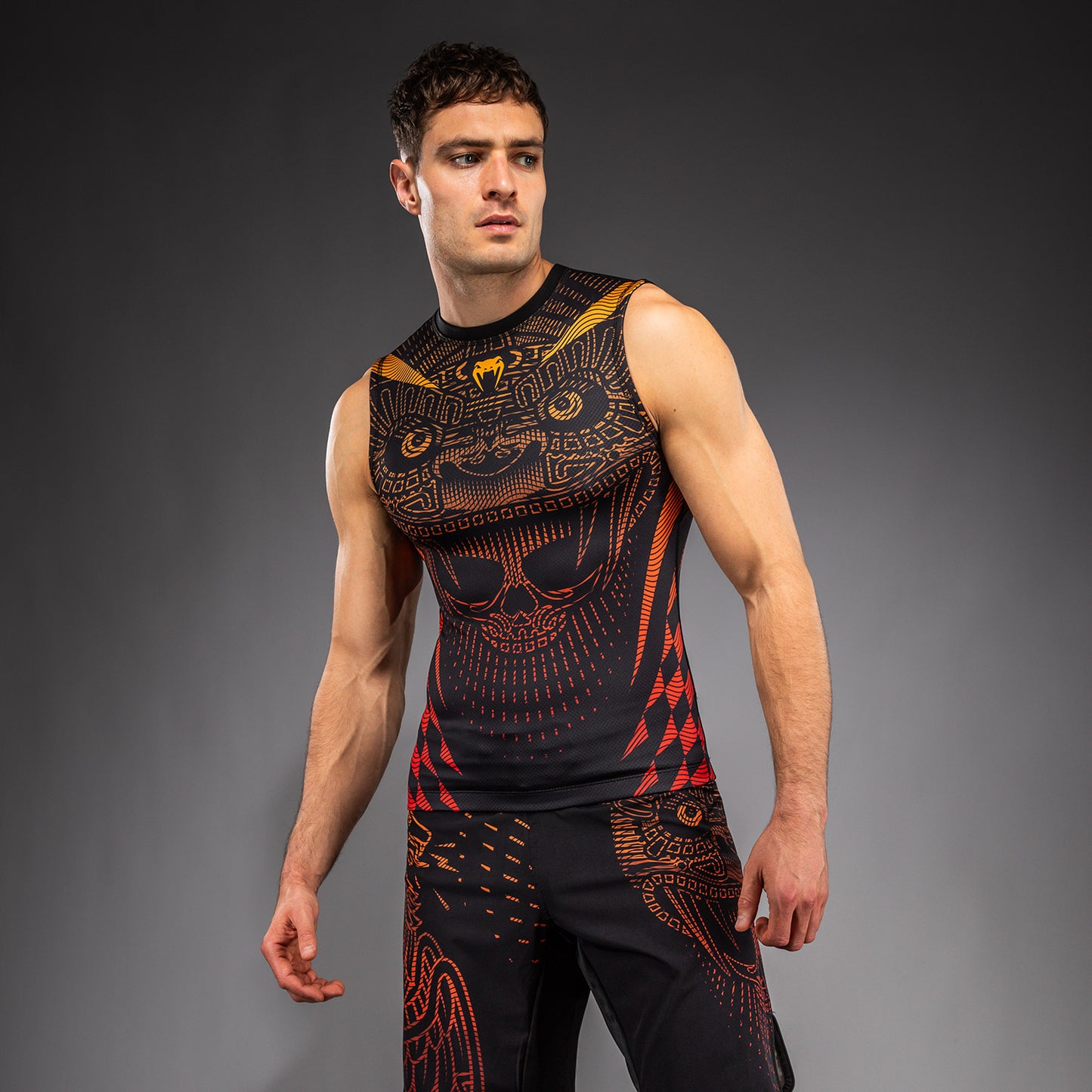 Rashguard Sans Manches Venum Quetzal Fury - Noir/Rouge Fury/Mandarine