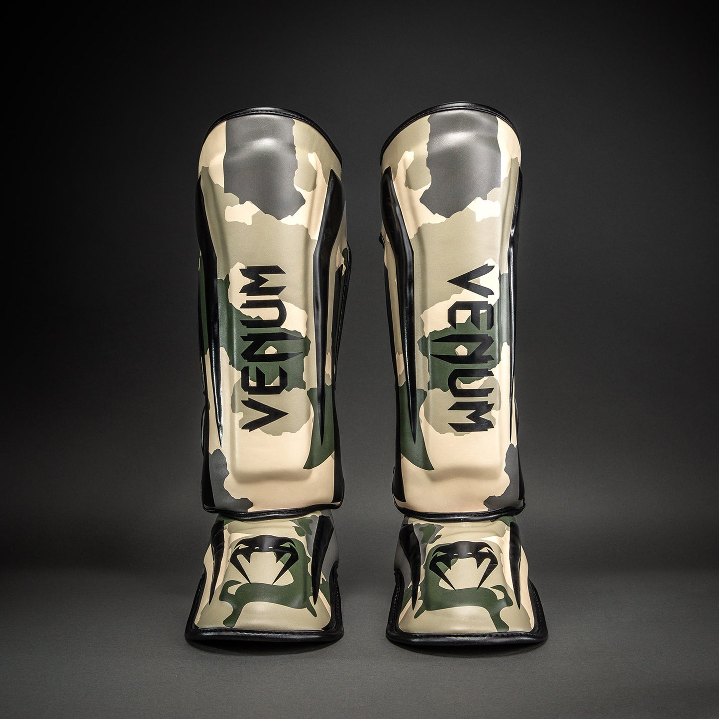 Protège-tibias Venum Elite Camo - Kaki/Blanc Cassé