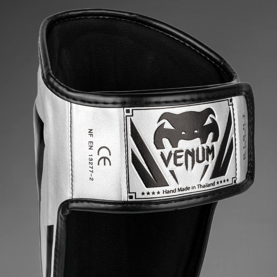 Protège-tibias Venum Elite - Argent/Noir