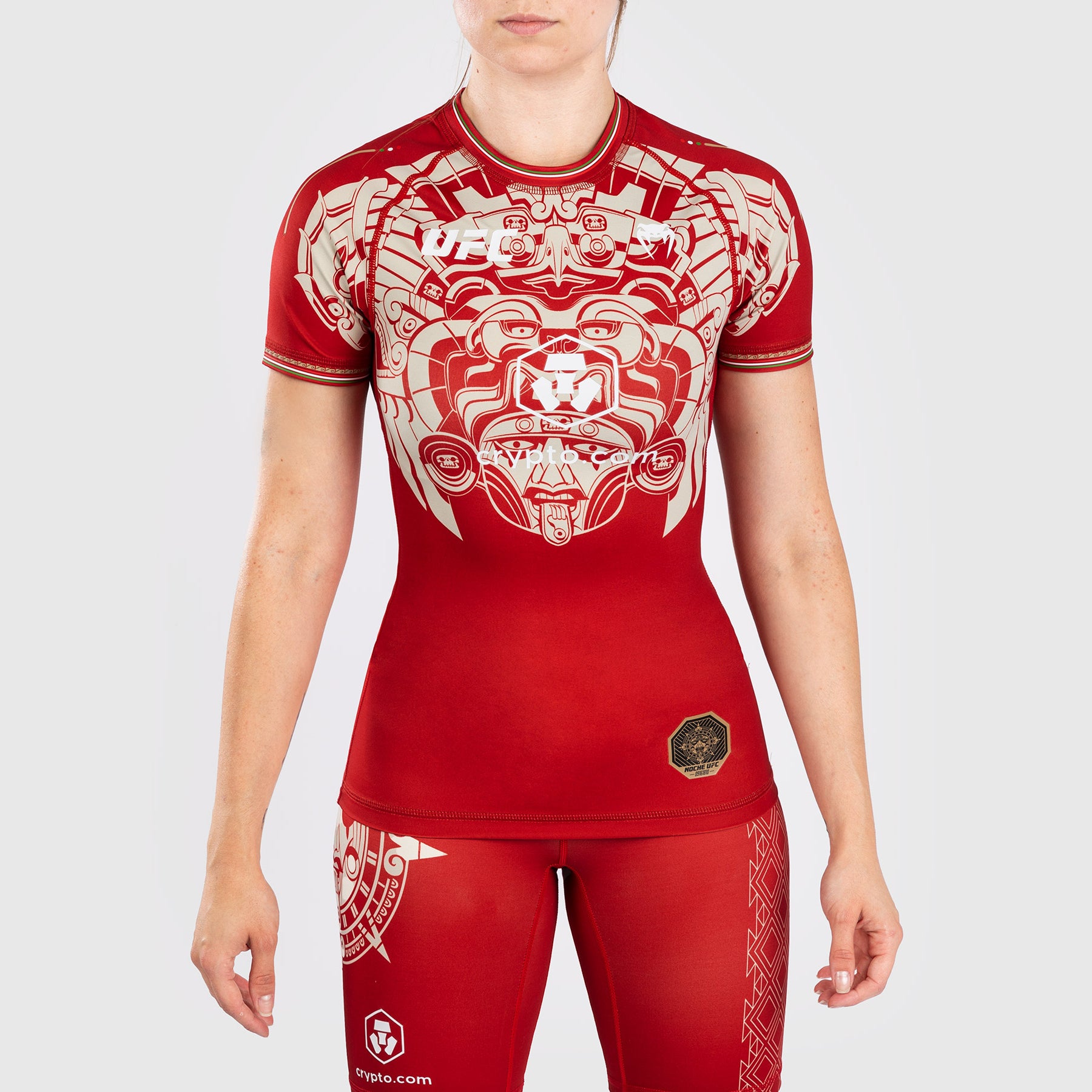 Noche UFC by Venum Authentic Fight Night Rashguard à manches courtes pour femme - Rouge - product-type_T-Shirts de Compression