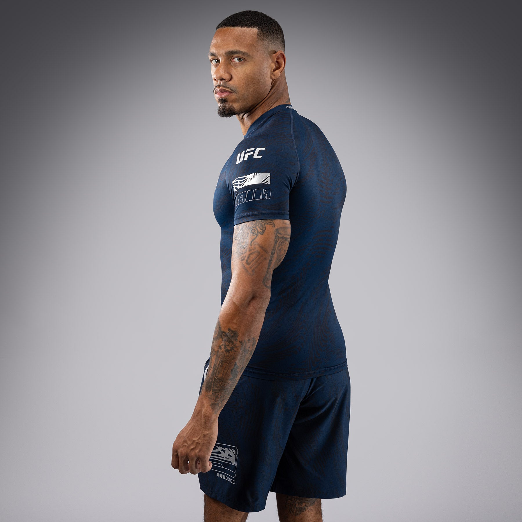 Rashguard Performance à Manches Courtes pour Hommes UFC Fusion by Venum Fight Week - Bleu Océanique - product-type_T-Shirts de Compression