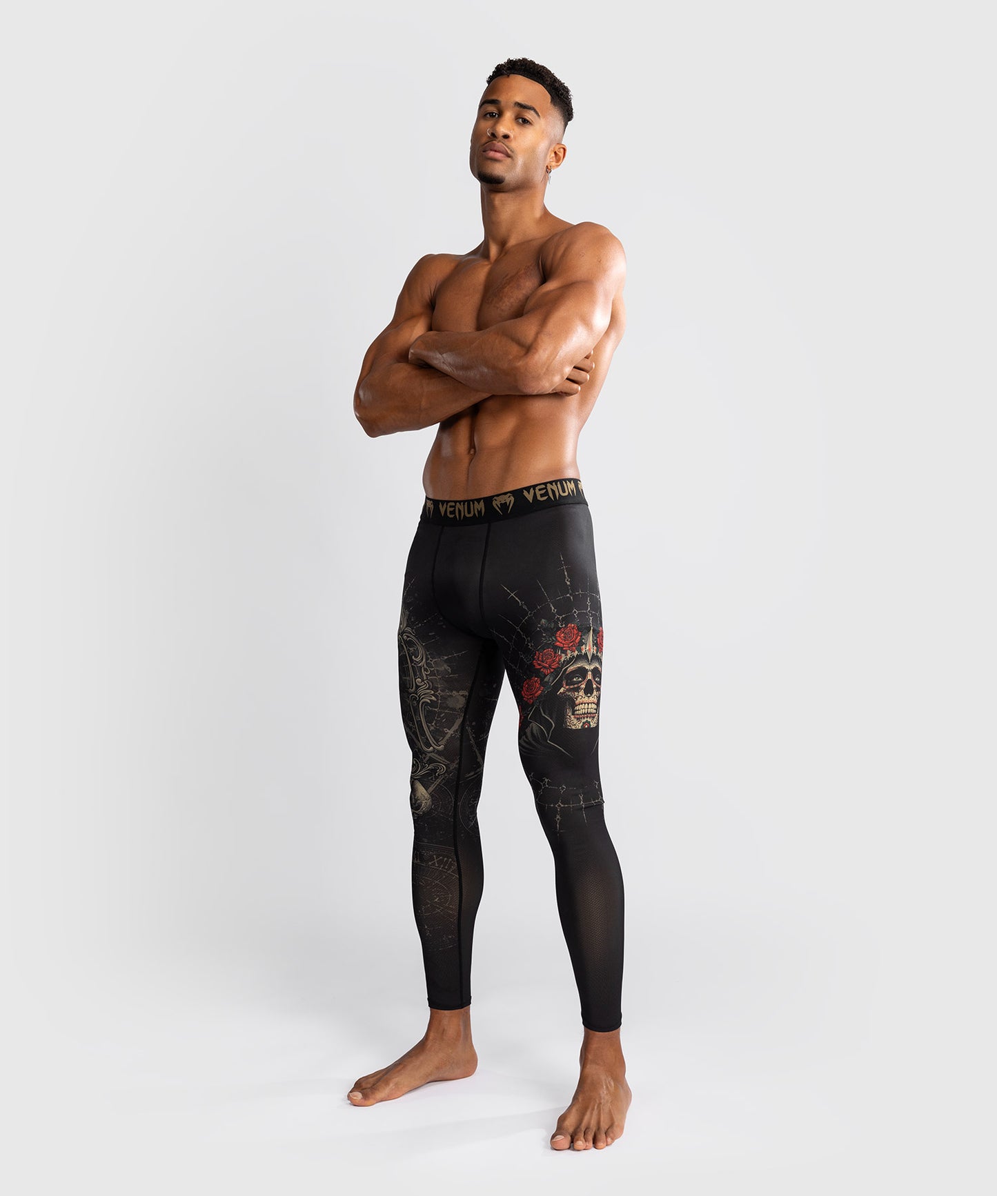 Pantalon de Compression pour Hommes Venum Santa Muerte 5.0 - Noir Profond/Or - product-type_Pantalons de Compression