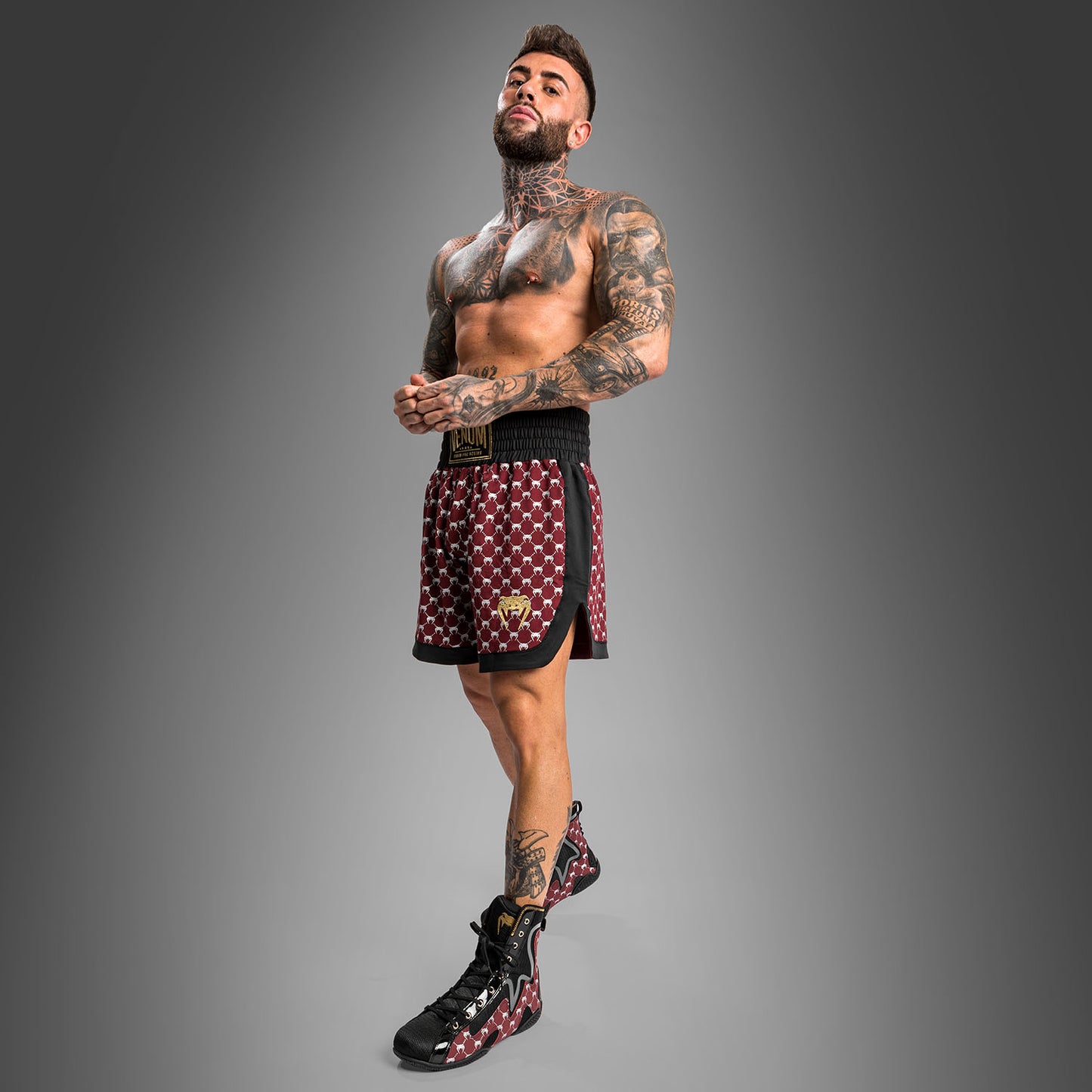 Short de Boxe Venum Monogram - Noir/Bordeaux - product-type_Shorts de boxe