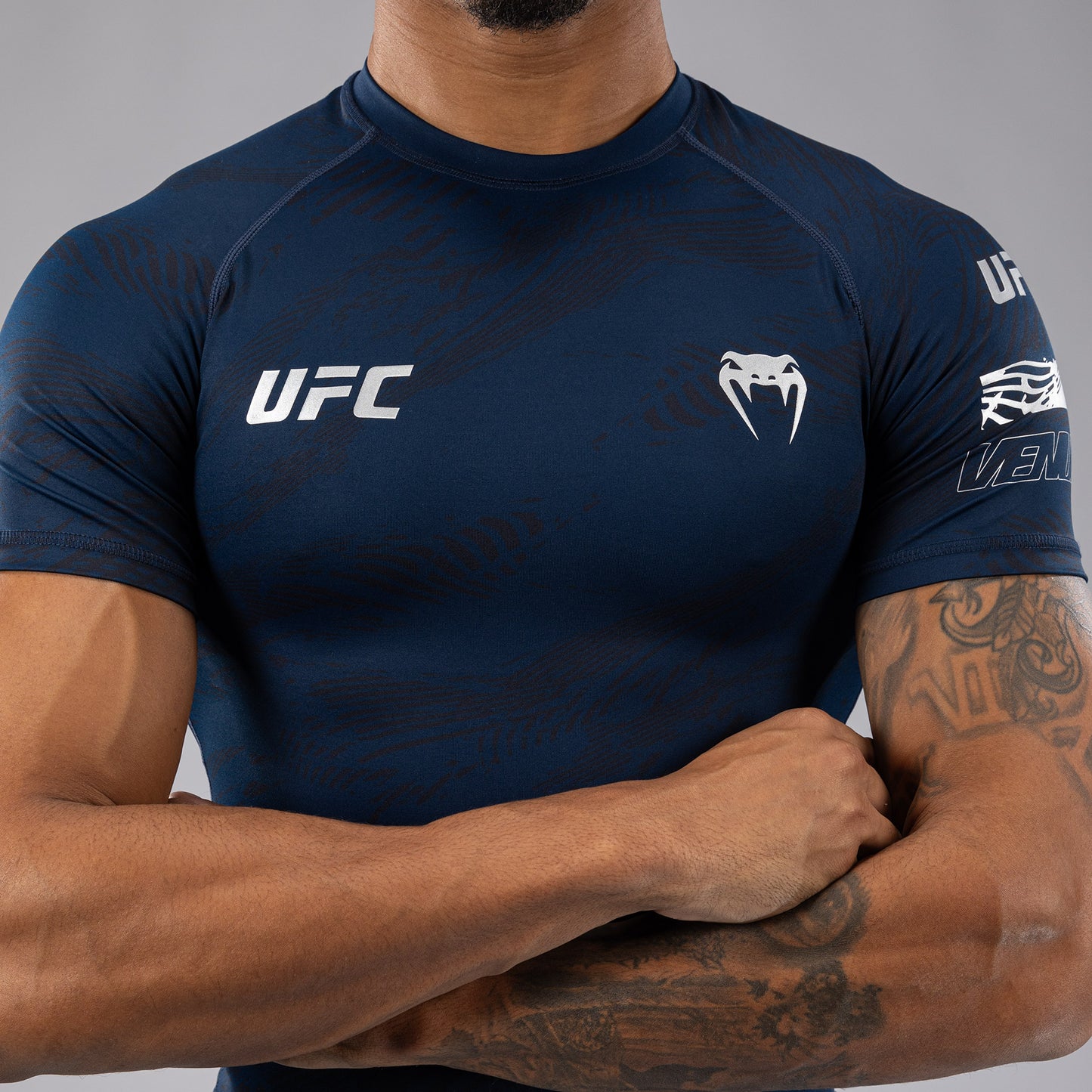 Rashguard Performance à Manches Courtes pour Hommes UFC Fusion by Venum Fight Week - Bleu Océanique - product-type_T-Shirts de Compression