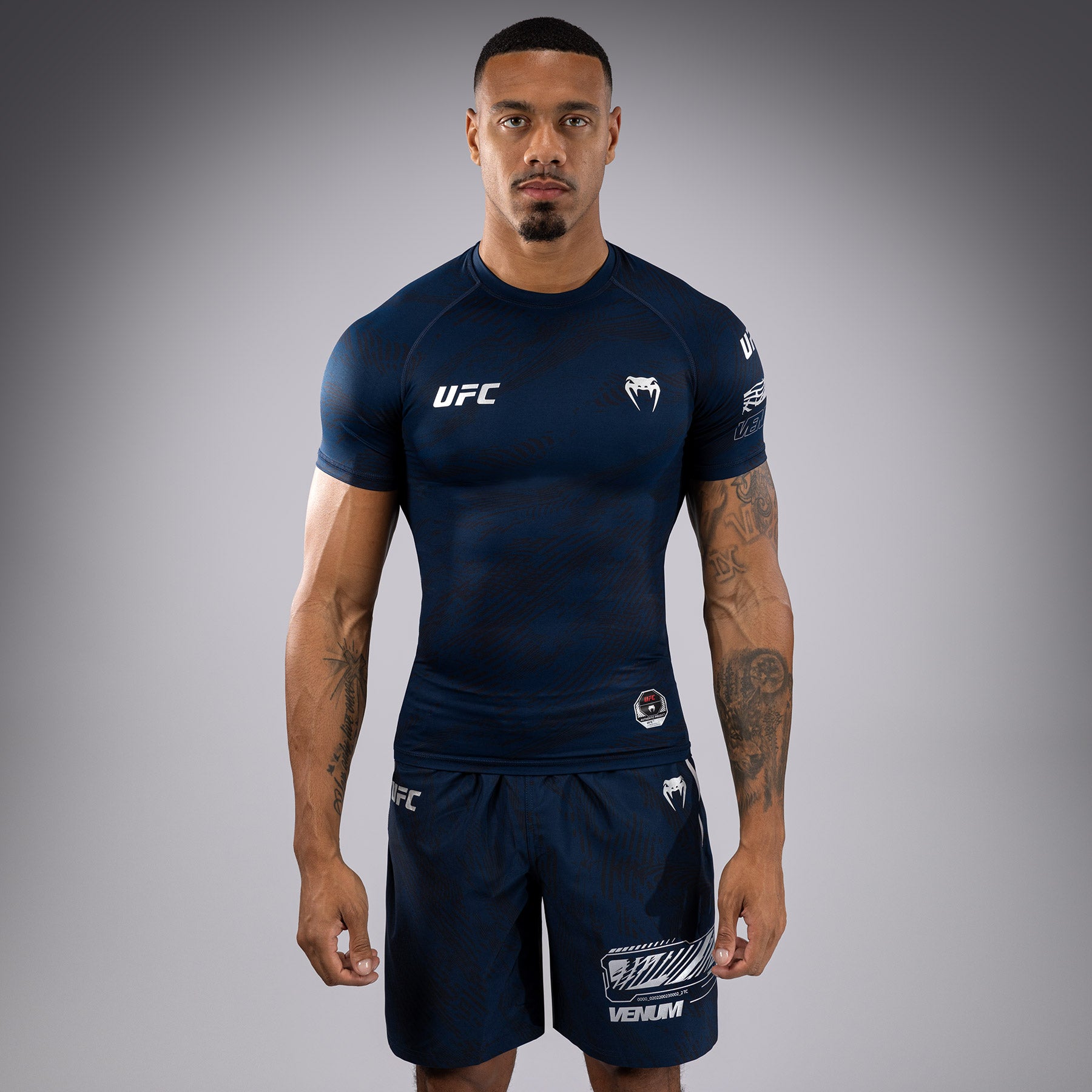 Rashguard Performance à Manches Courtes pour Hommes UFC Fusion by Venum Fight Week - Bleu Océanique - product-type_T-Shirts de Compression