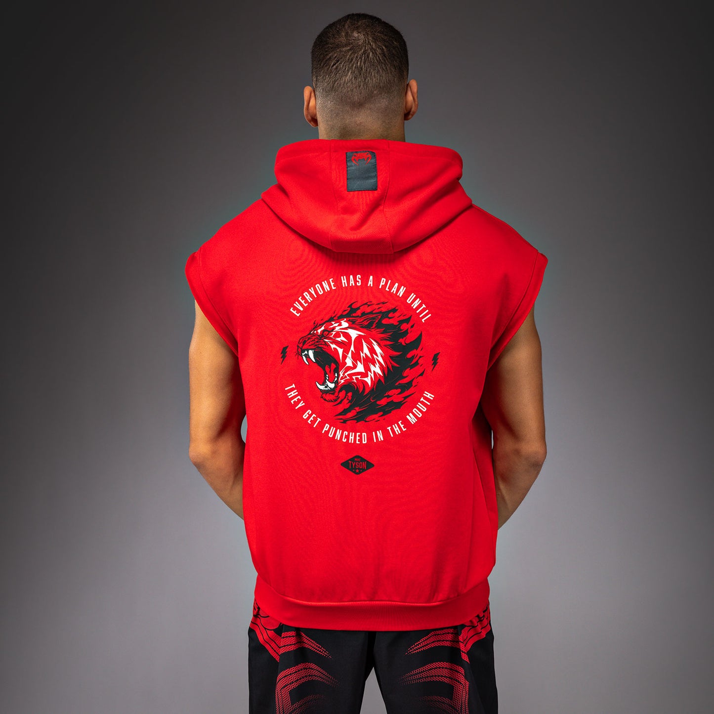 Sweat à capuche sans manches Venum x Mike Tyson Tiger - Rouge Intense/Noir Profond