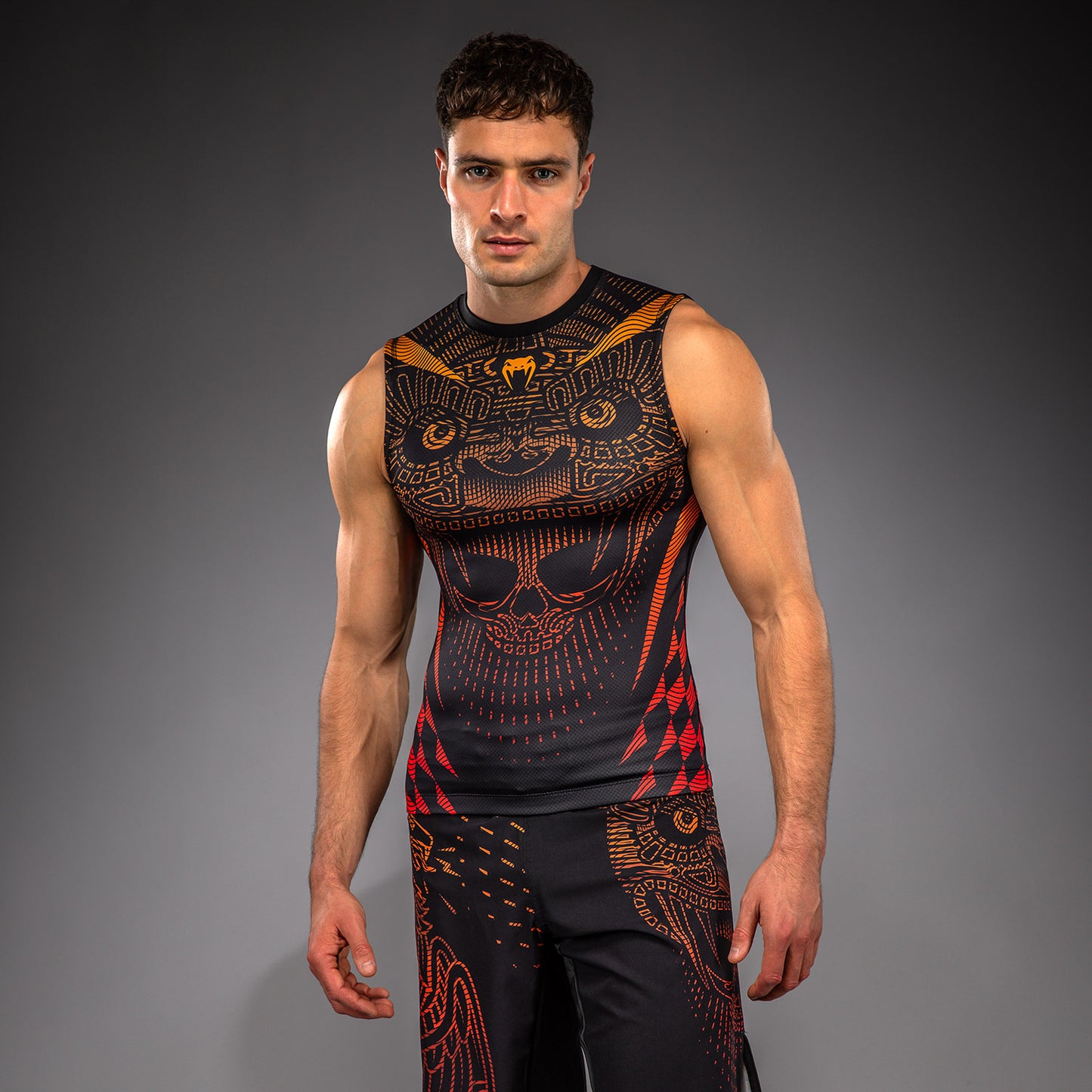 Rashguard Sans Manches Venum Quetzal Fury - Noir/Rouge Fury/Mandarine