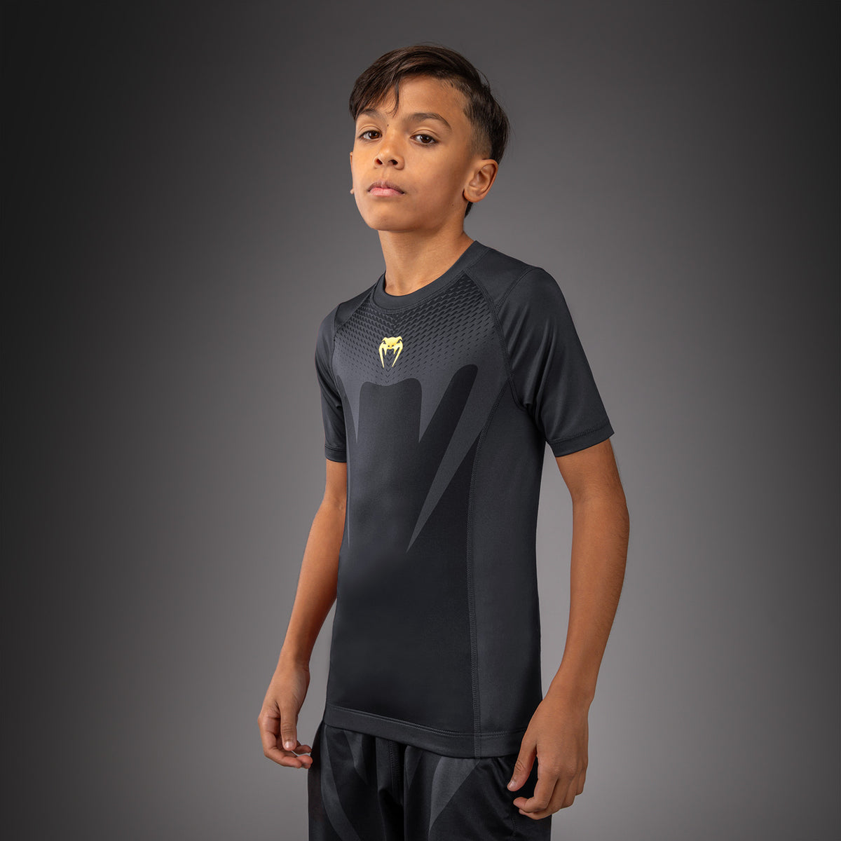 Rashguard manches courtes pour Enfant Venum Attack - Noir/Or